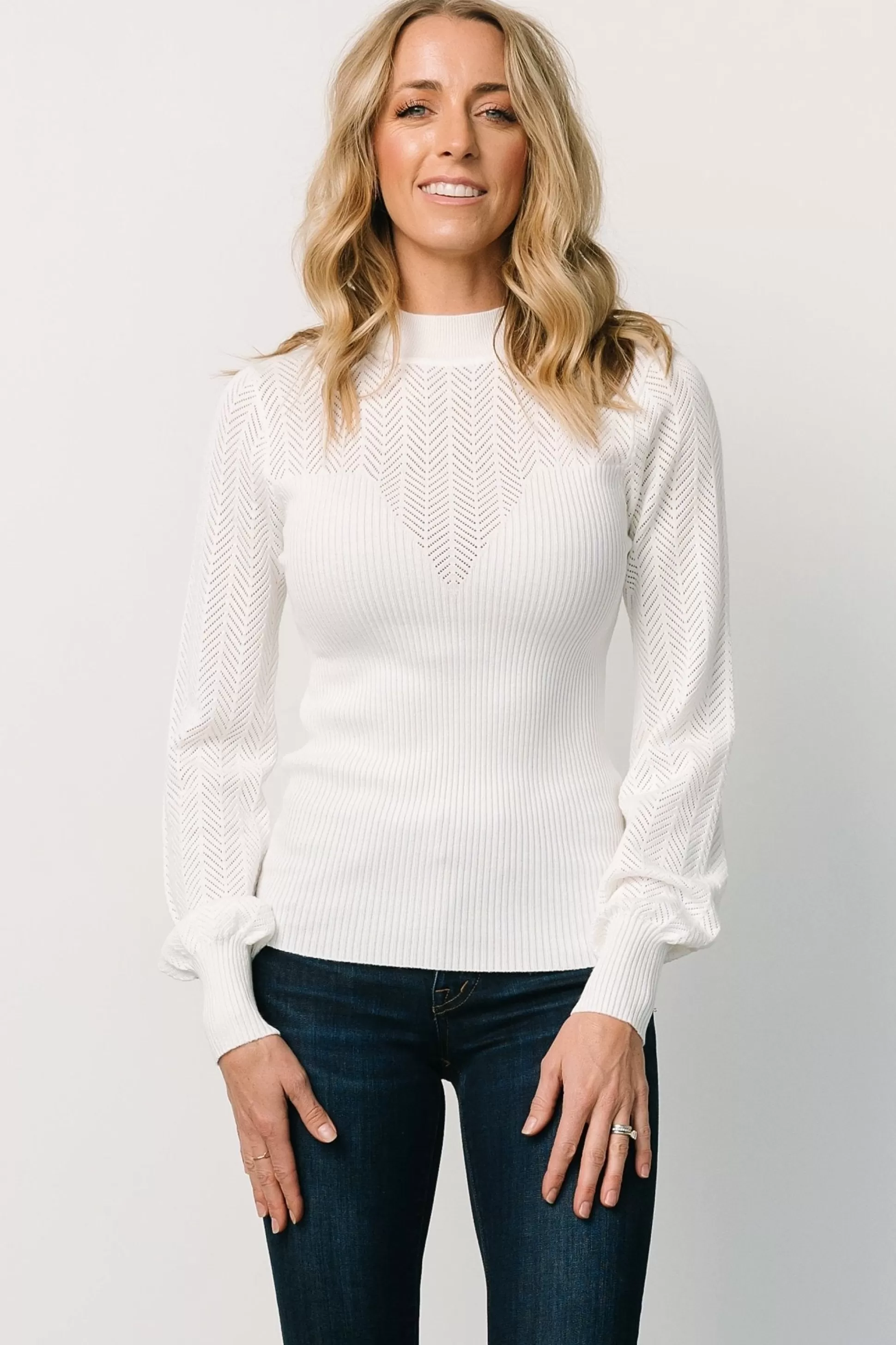 sweaters | Baltic Born Kenzie Pointelle Sweater Top | Off White