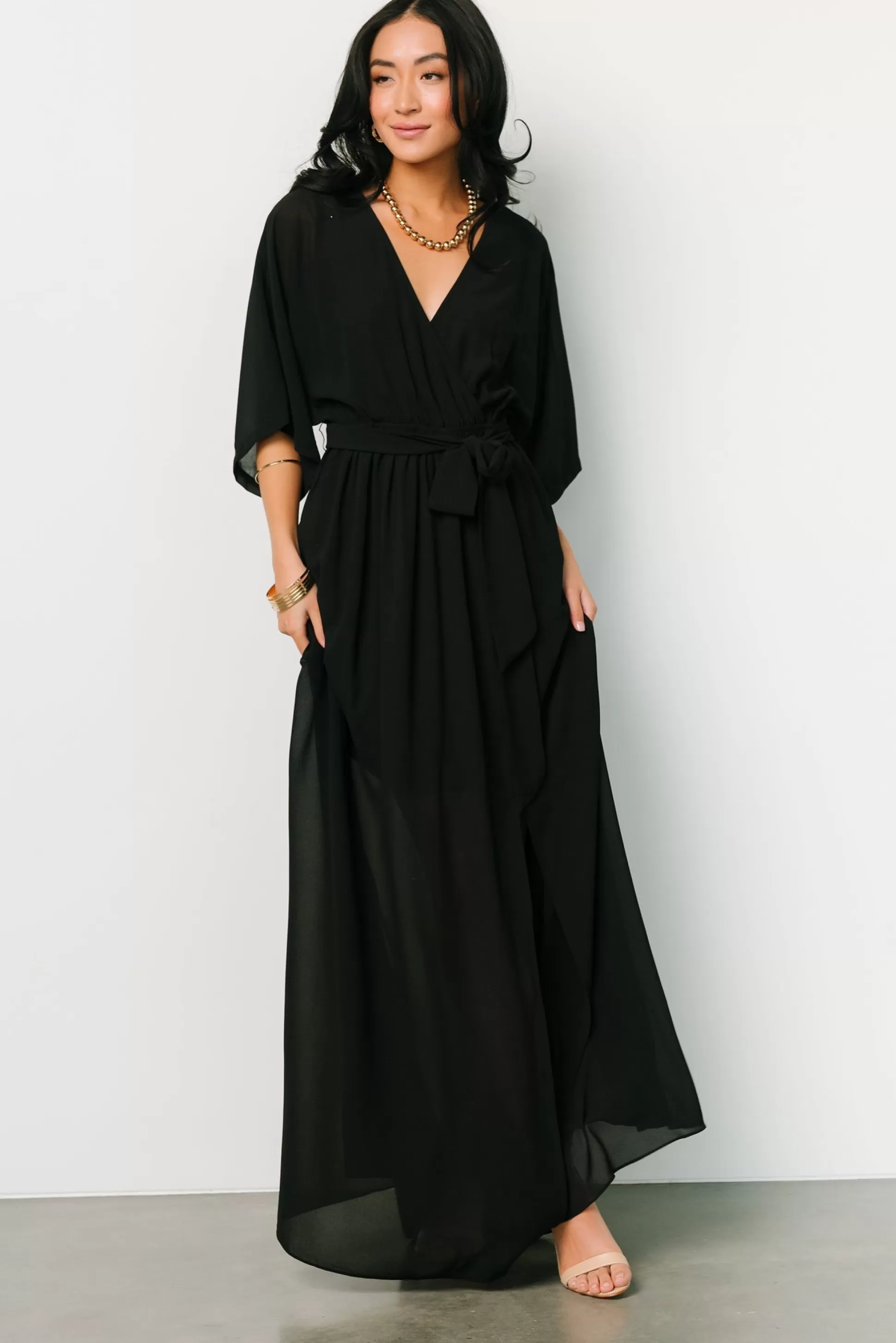 WEDDING SUITE | wedding guest | Baltic Born Kia Kimono Maxi Dress | Black