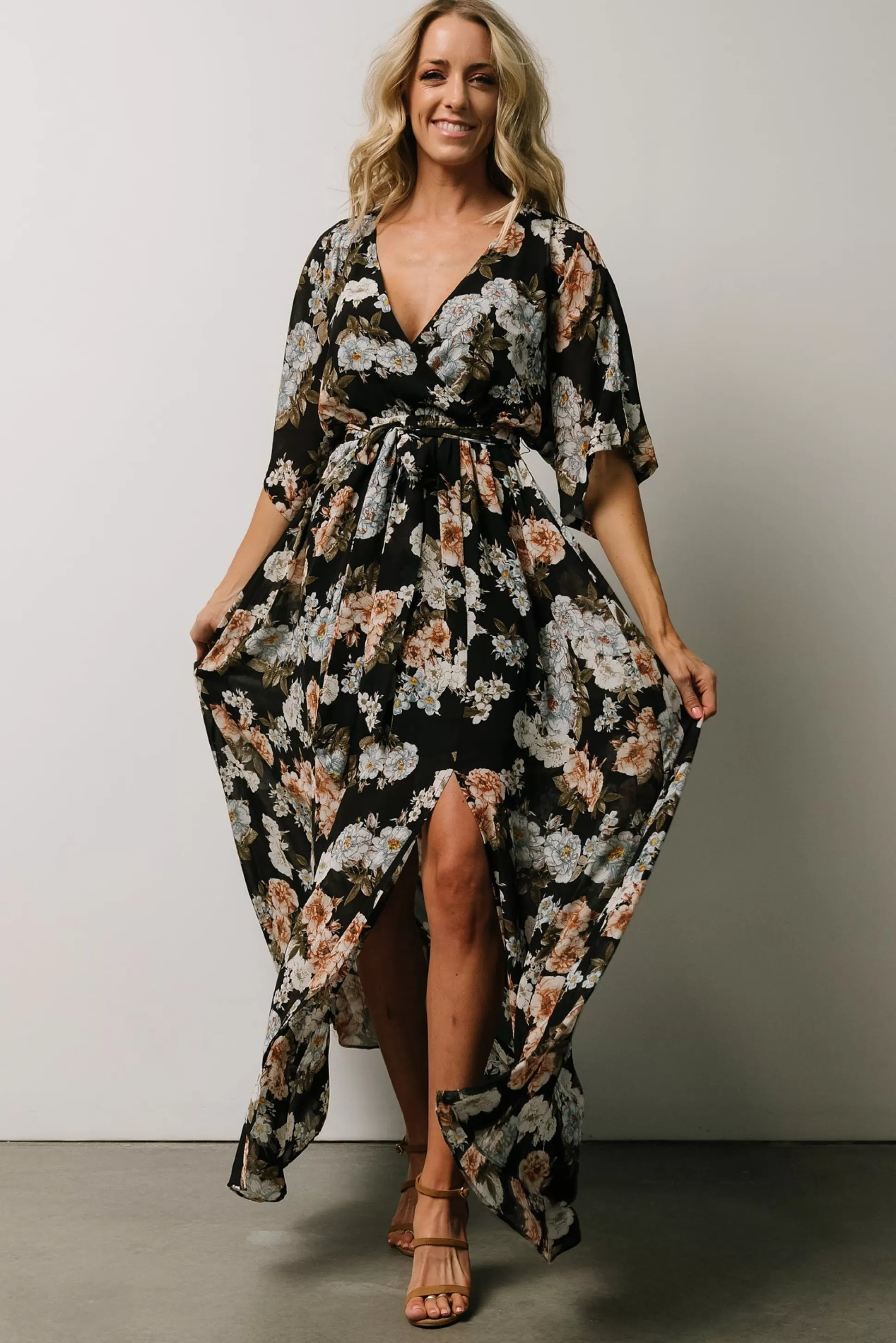 WEDDING SUITE | wedding guest | Baltic Born Kia Kimono Maxi Dress | Black Floral