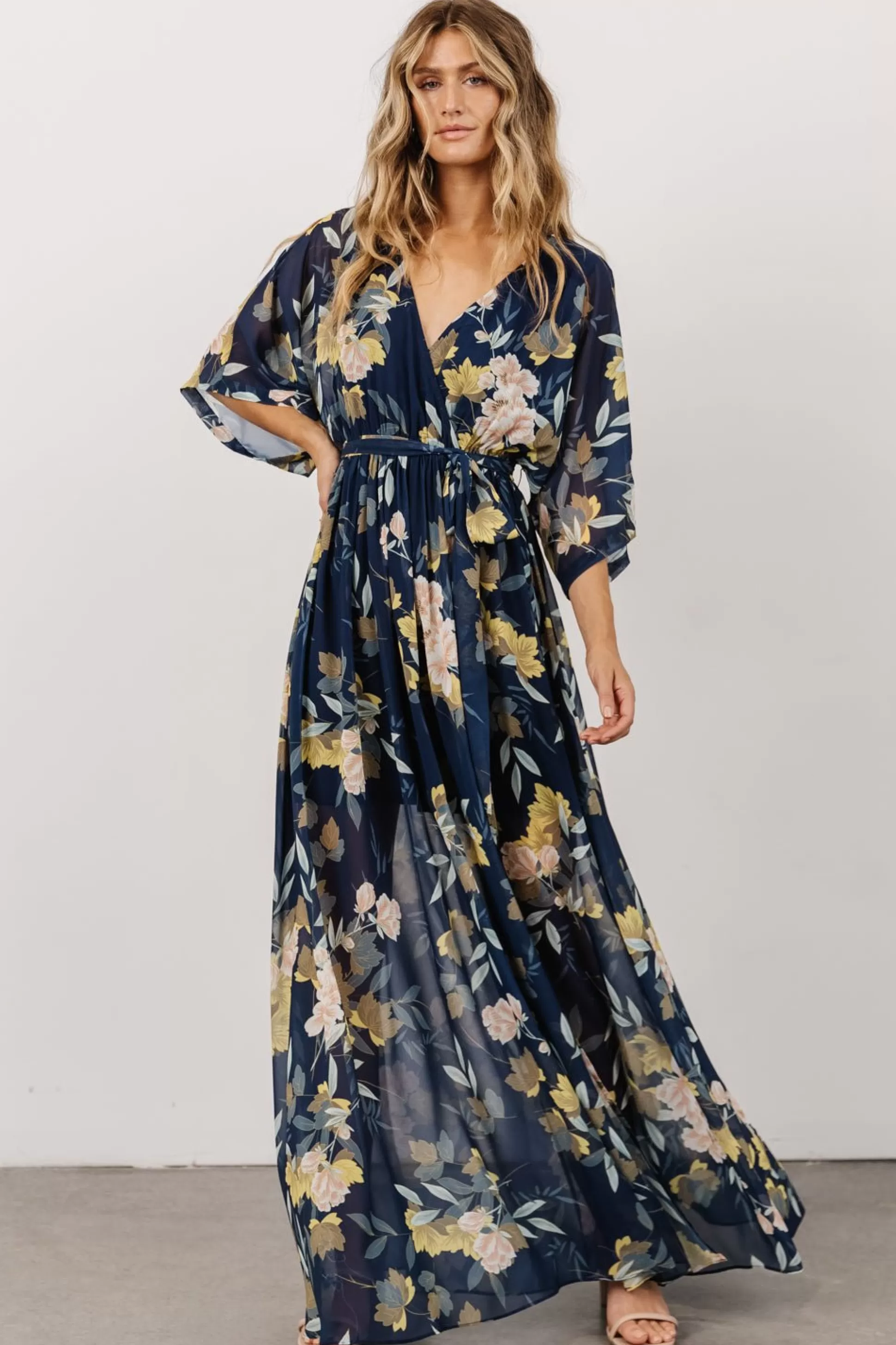 WEDDING SUITE | wedding guest | Baltic Born Kia Kimono Maxi Dress | Navy Floral