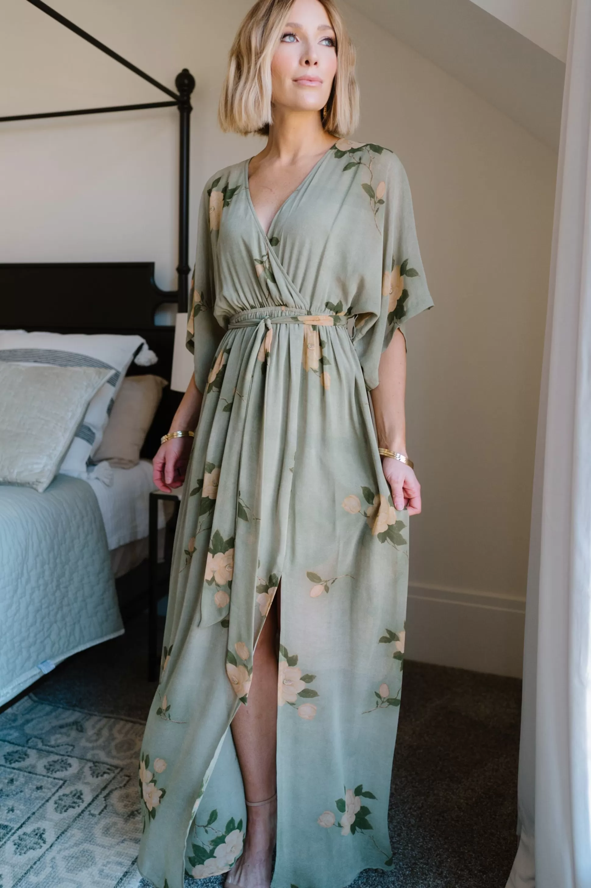 WEDDING SUITE | wedding guest | Baltic Born Kia Kimono Maxi Dress | Olive Floral