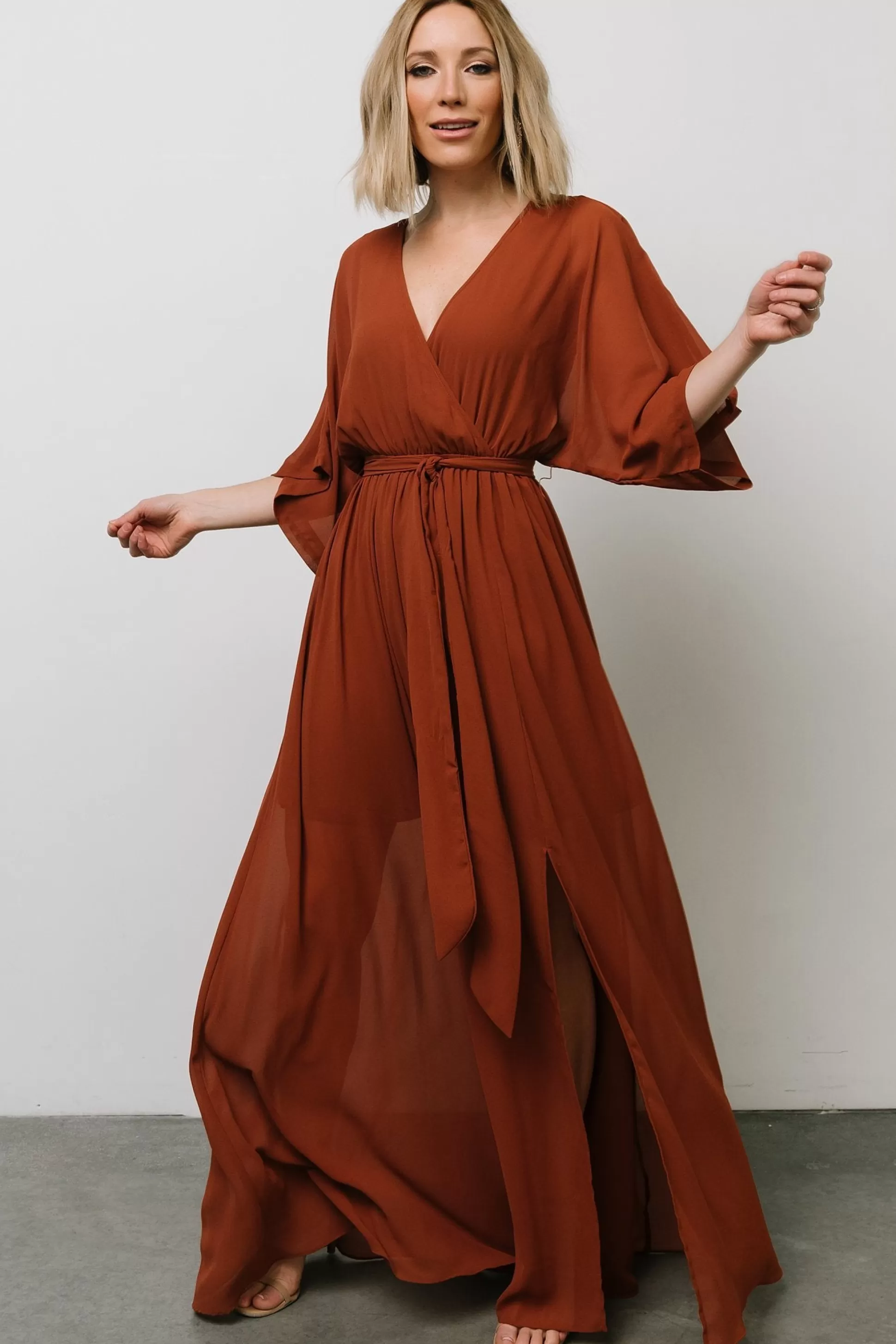 WEDDING SUITE | wedding guest | Baltic Born Kia Kimono Maxi Dress | Rust