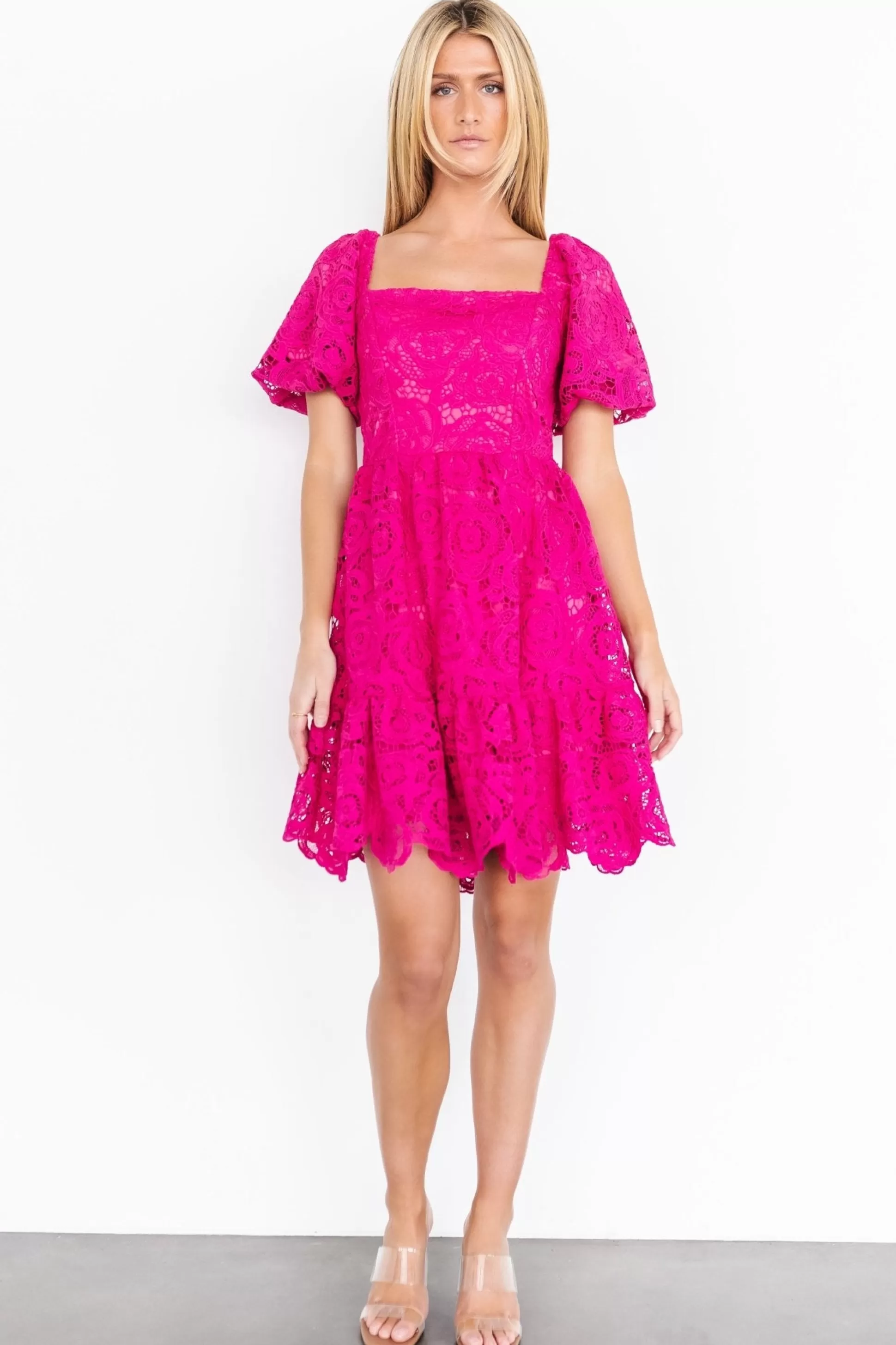 short dresses | Baltic Born Kinley Lace Short Dress | Fuchsia