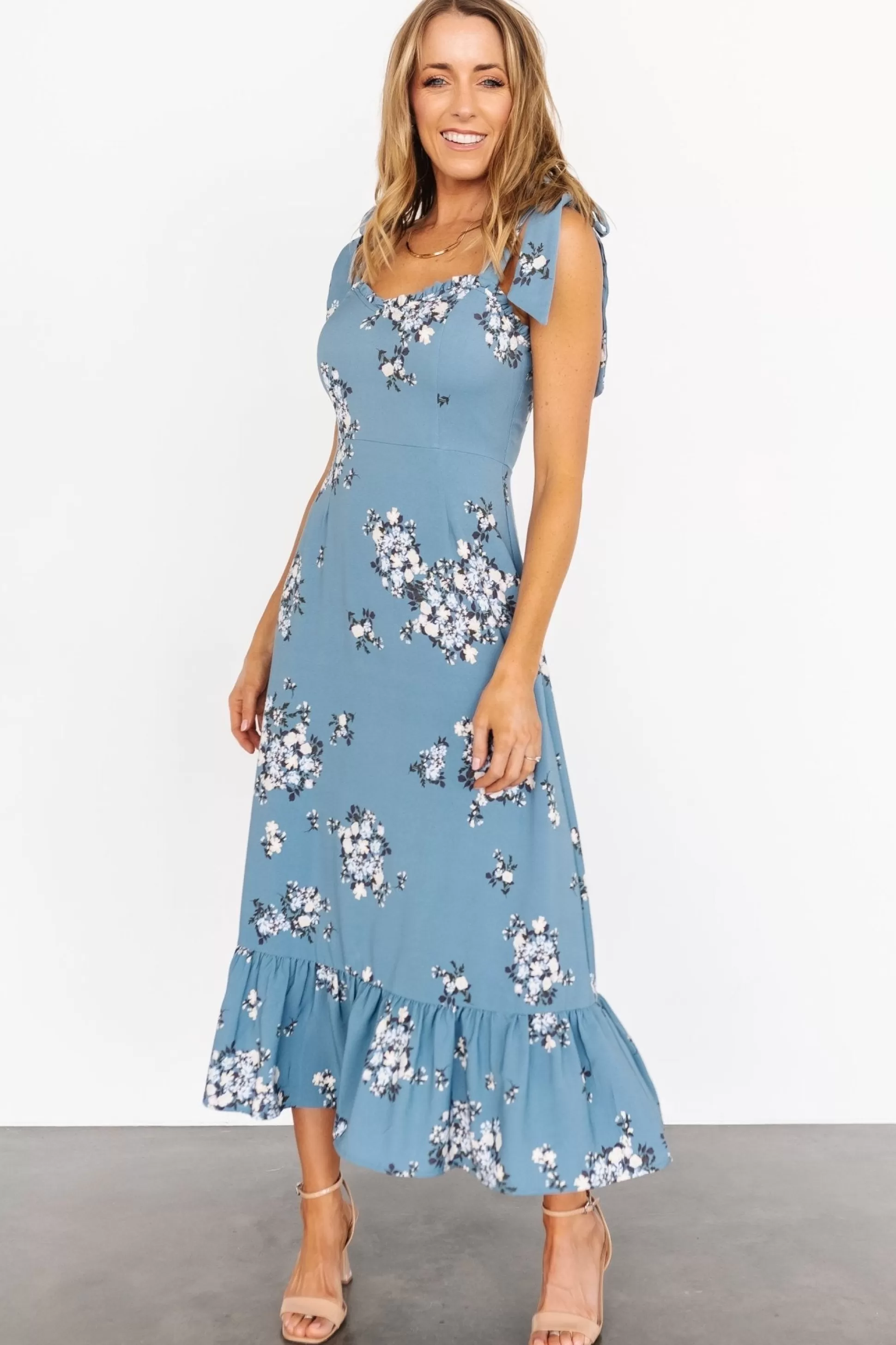 midi dresses | Baltic Born Krissy Midi Dress | Dusty Blue Floral