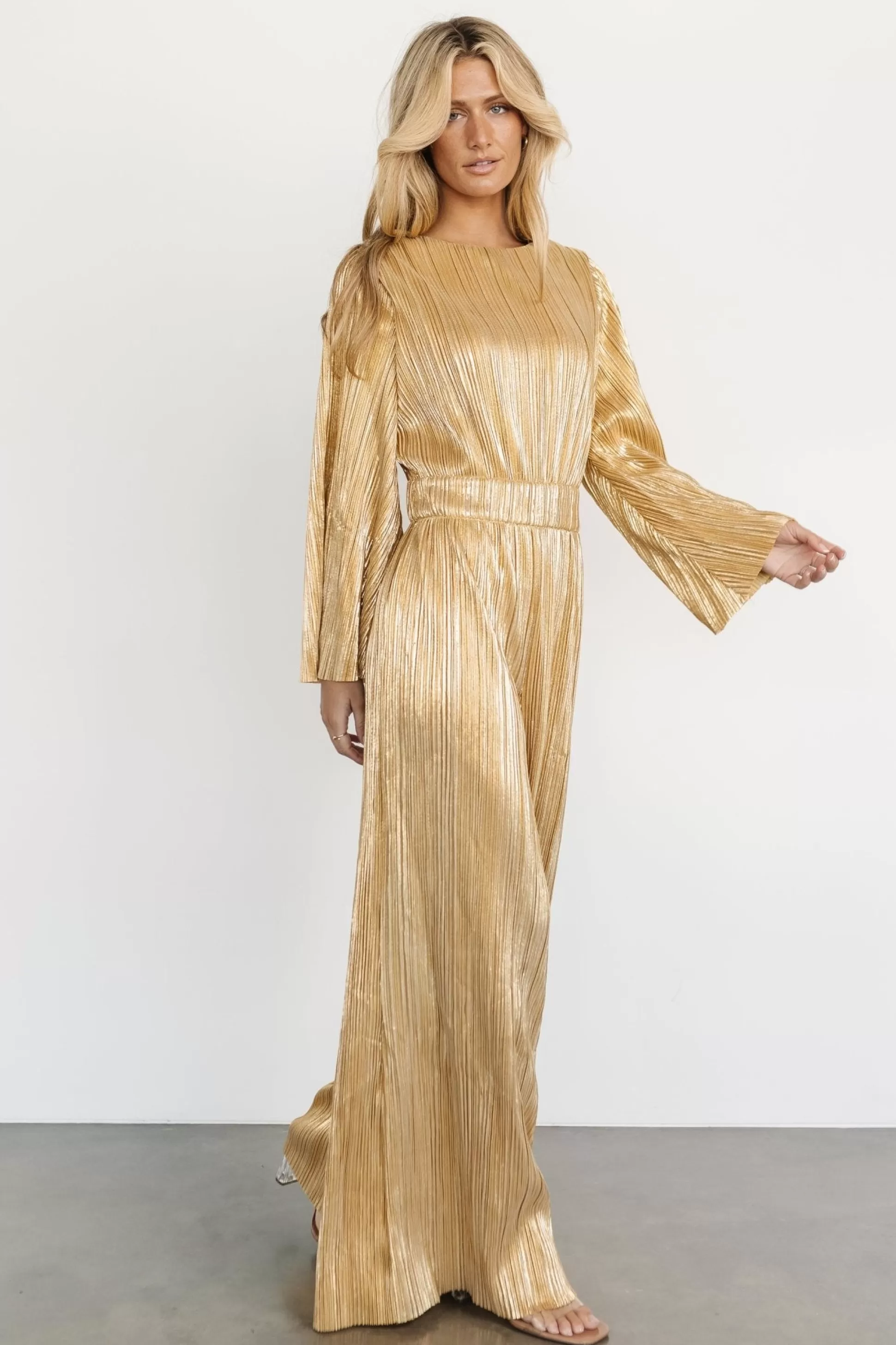 JUMPSUITS + ROMPERS | Baltic Born La Rambla Pleated Jumpsuit | Gold