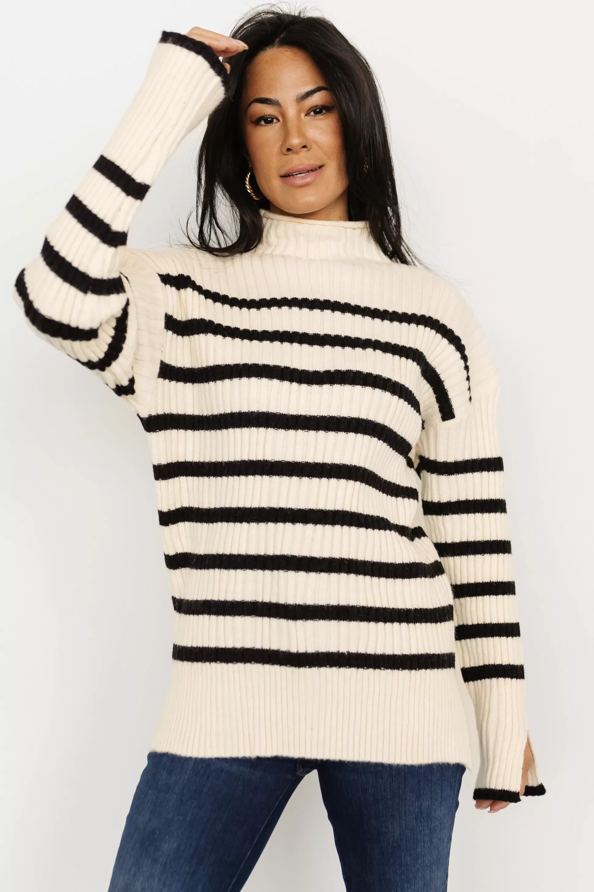 sweaters | Baltic Born Landell Striped Sweater | Ivory + Black