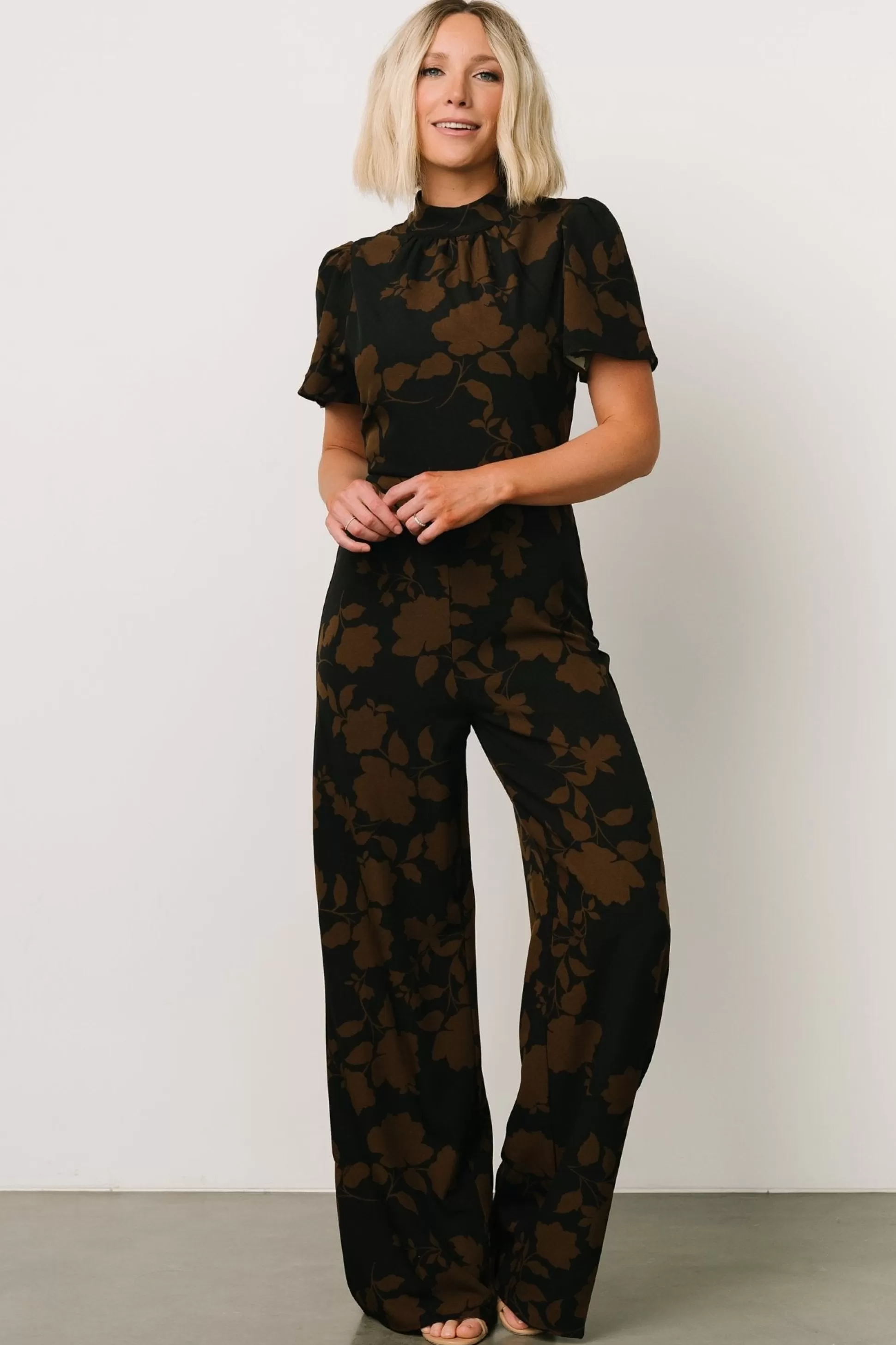 COMING SOON | Baltic Born Langham Mock Neck Jumpsuit | Espresso Print