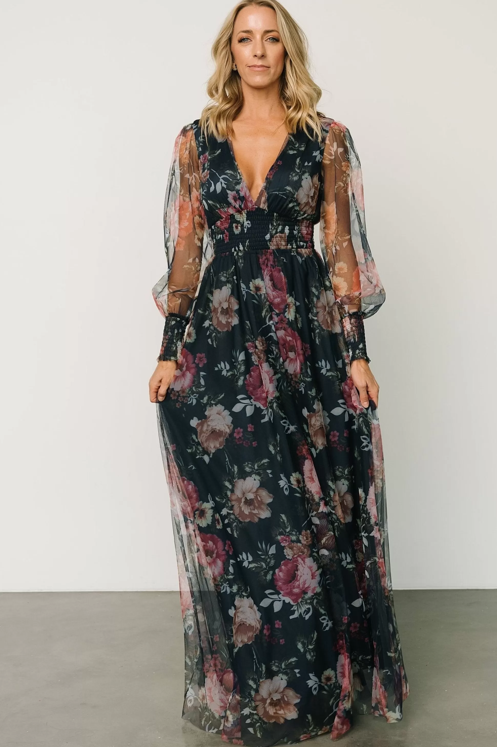 DRESSES | maxi dresses | Baltic Born Layla Tulle Maxi Dress | Garden Navy Floral