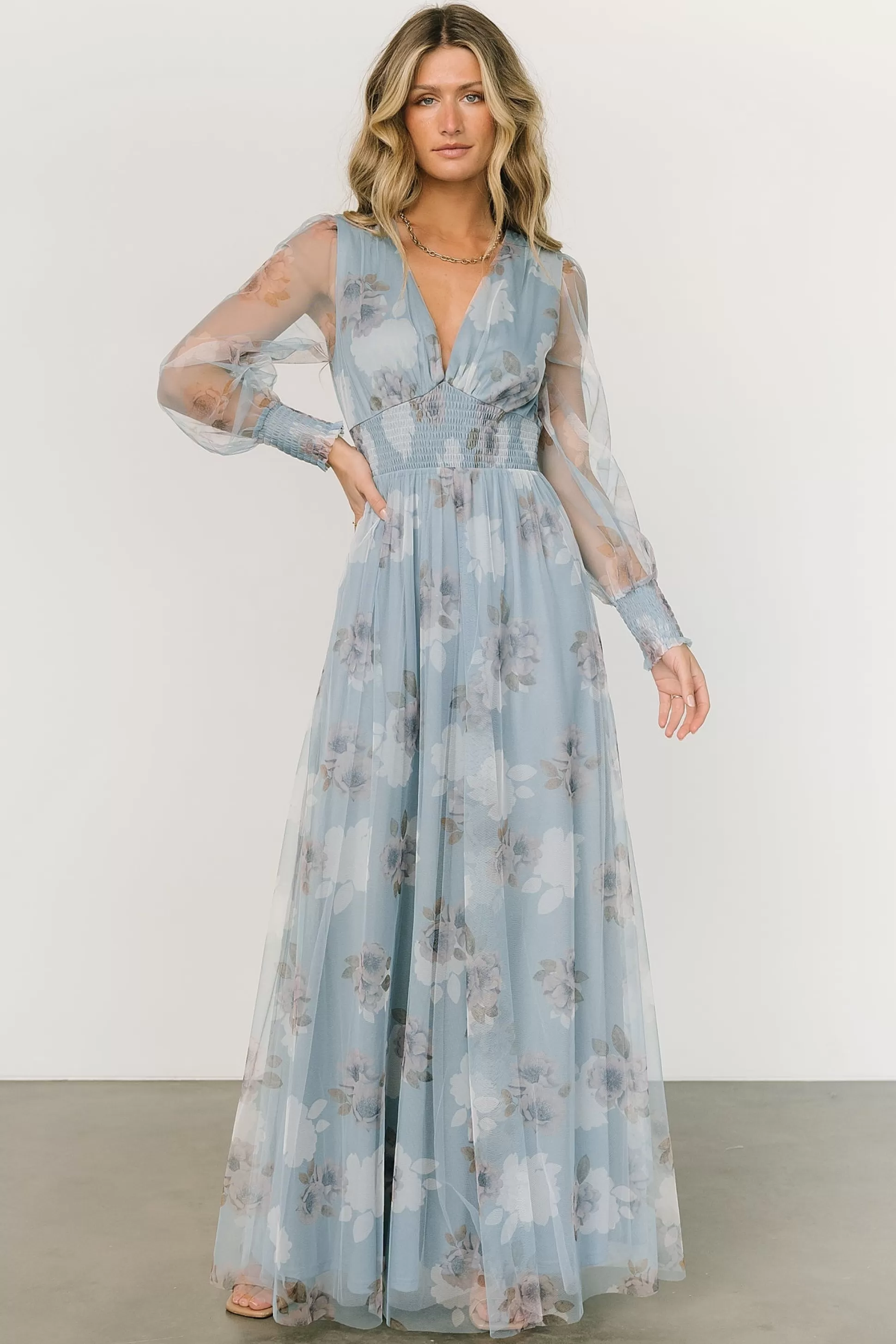 DRESSES | maxi dresses | Baltic Born Layla Tulle Maxi Dress | Light Blue Floral