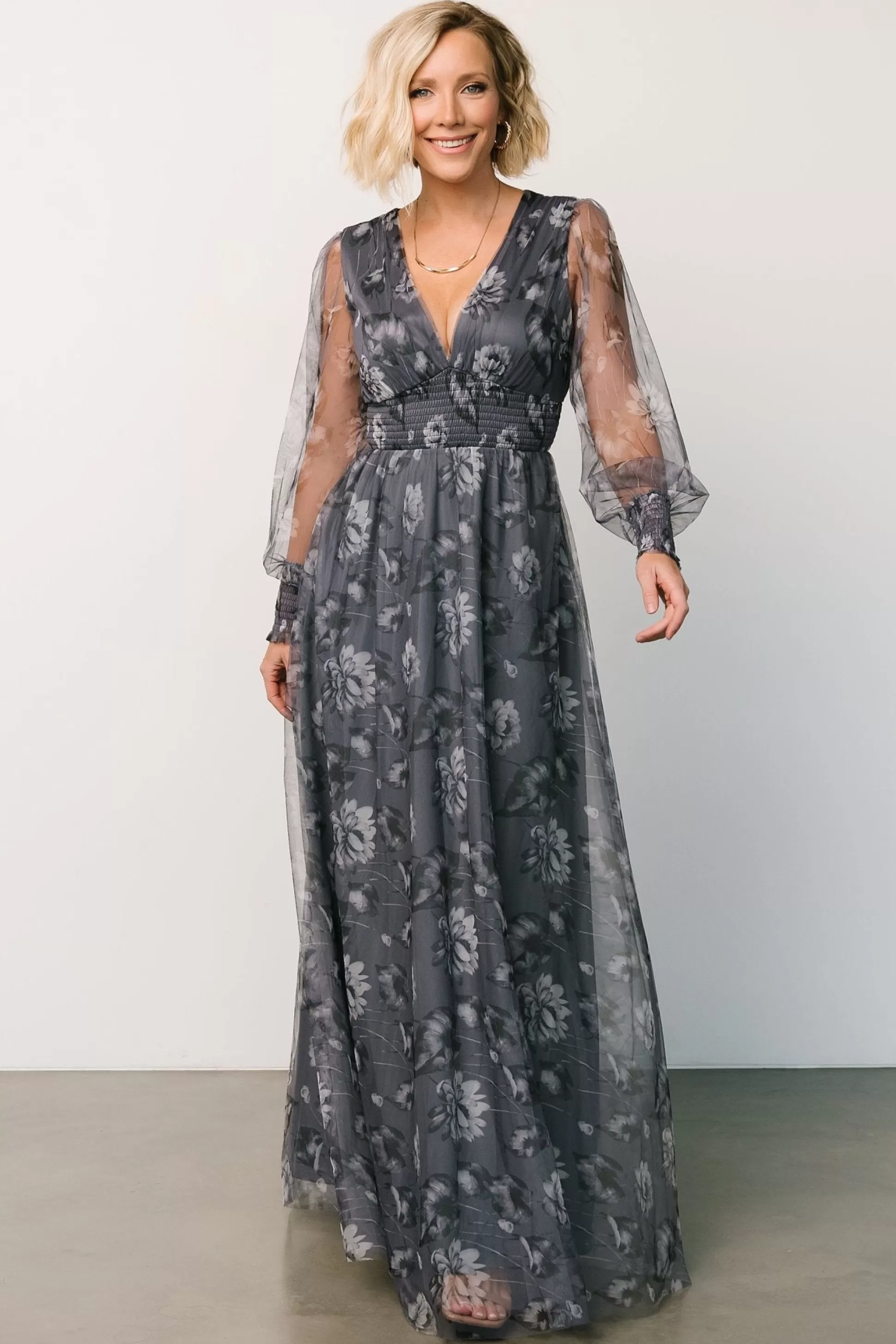 DRESSES | maxi dresses | Baltic Born Layla Tulle Maxi Dress | Slate Floral