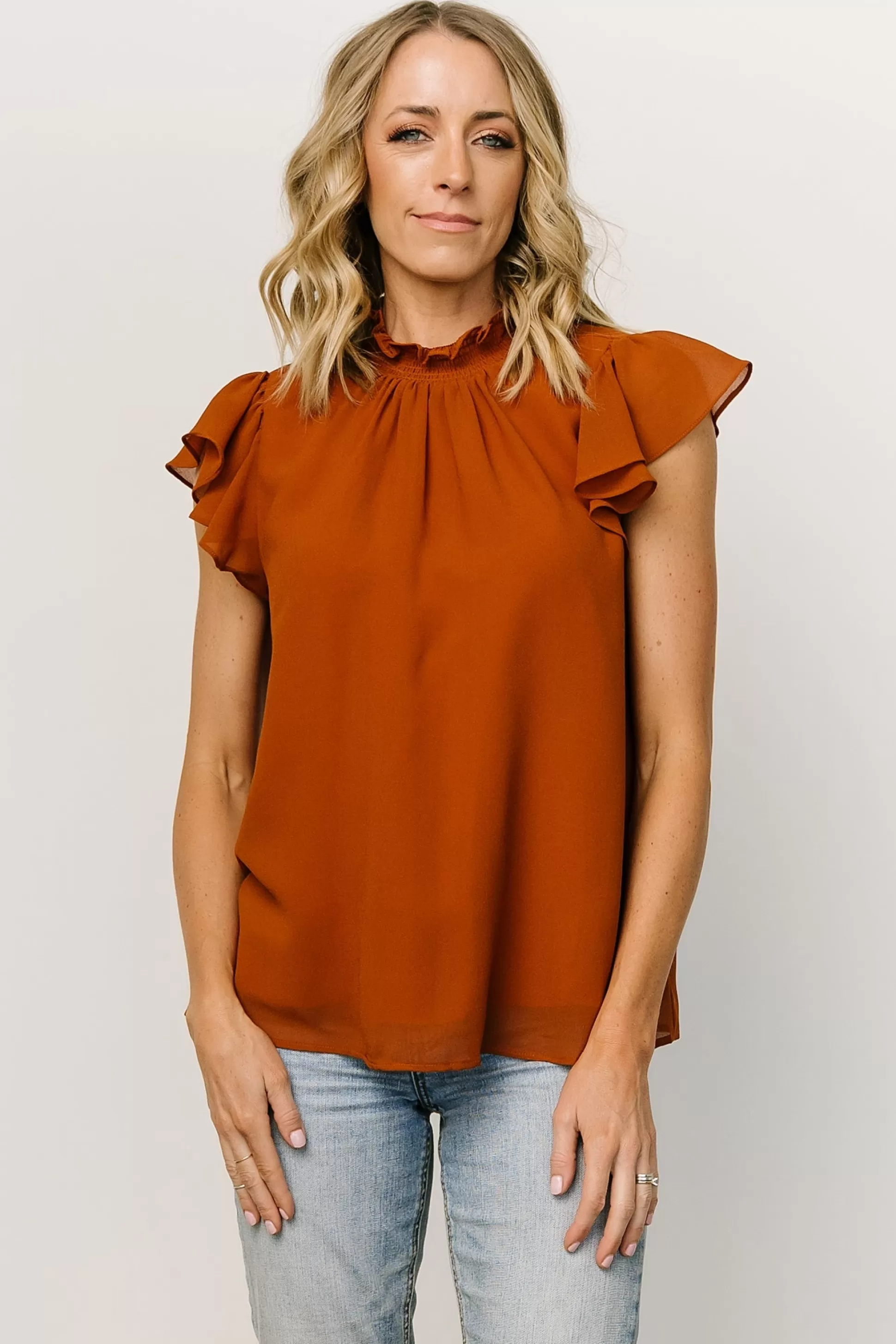 blouses + shirts | Baltic Born Leah Mock Neck Top | Spice