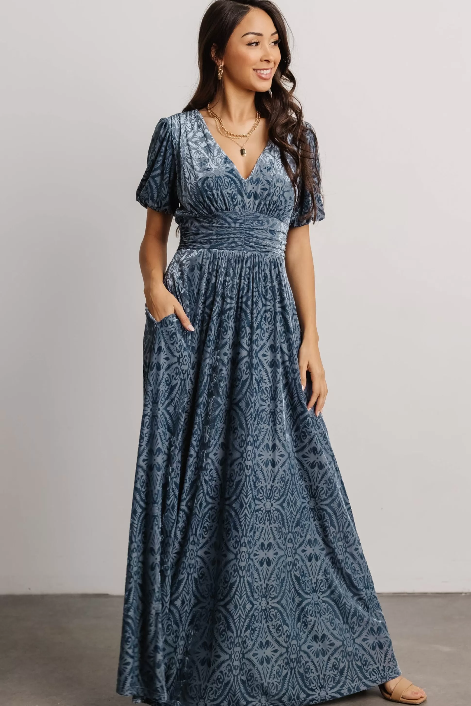 maxi dresses | EXTENDED SIZING | Baltic Born Leslie Velvet Maxi Dress | Blue