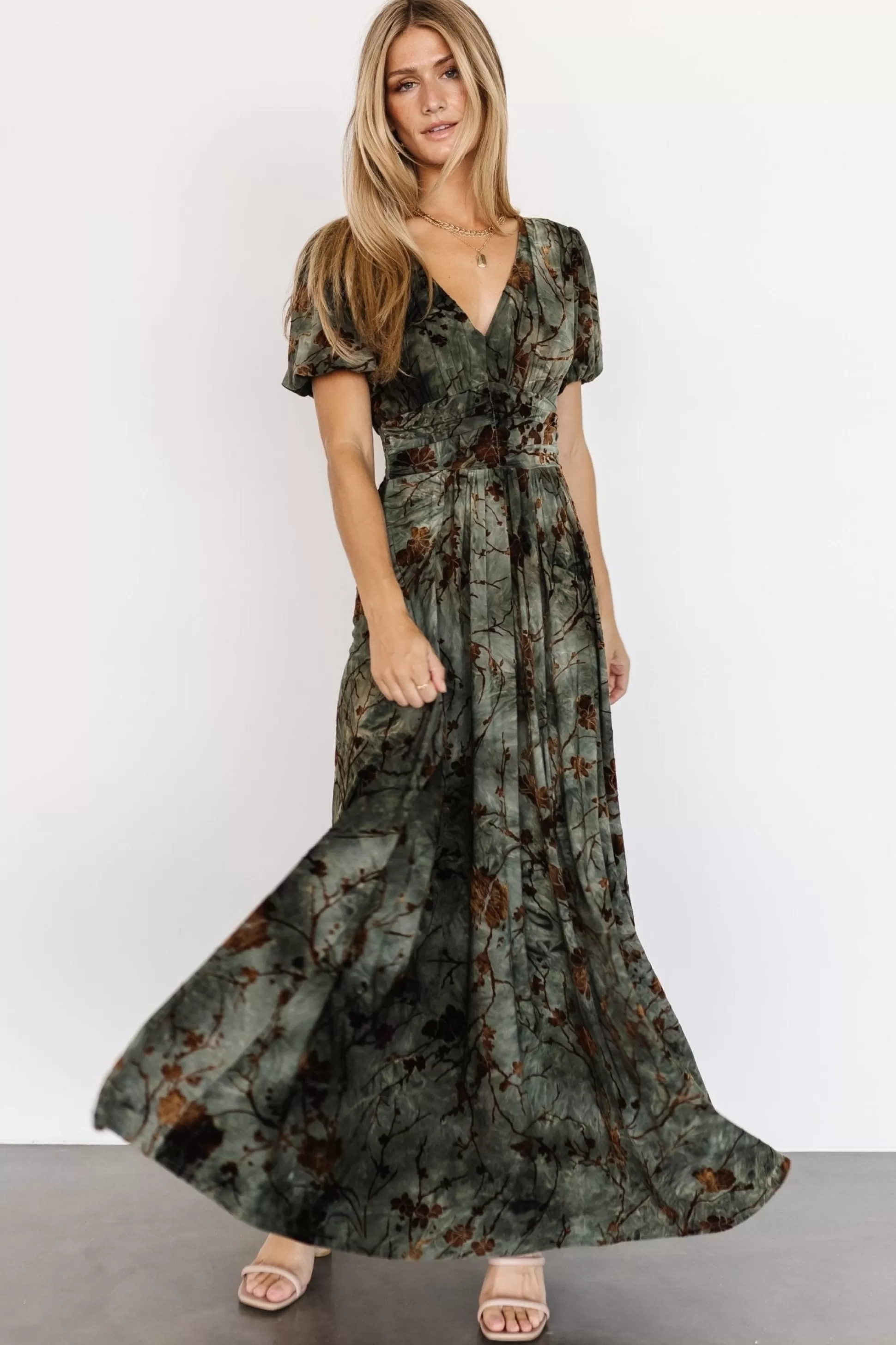 maxi dresses | EXTENDED SIZING | Baltic Born Leslie Velvet Maxi Dress | Green + Copper