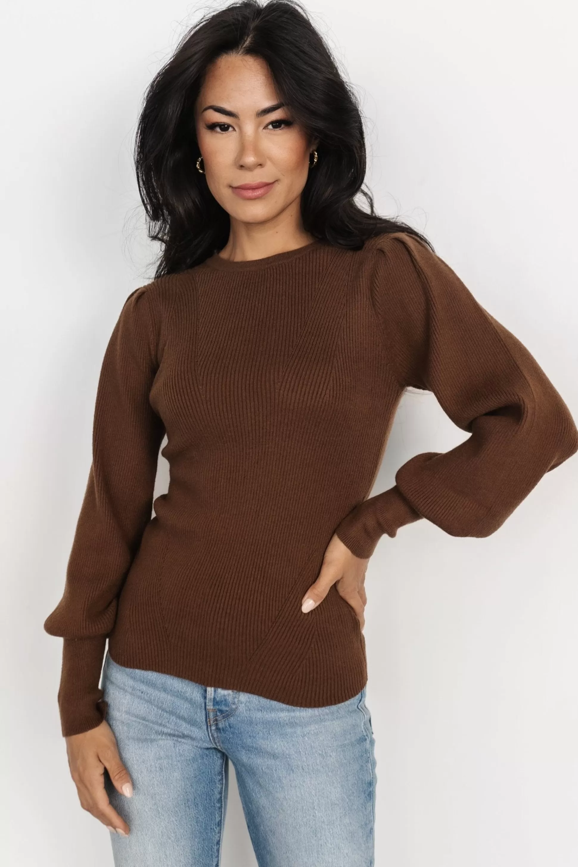 sweaters | Baltic Born Lilou Rib Knit Sweater | Brown