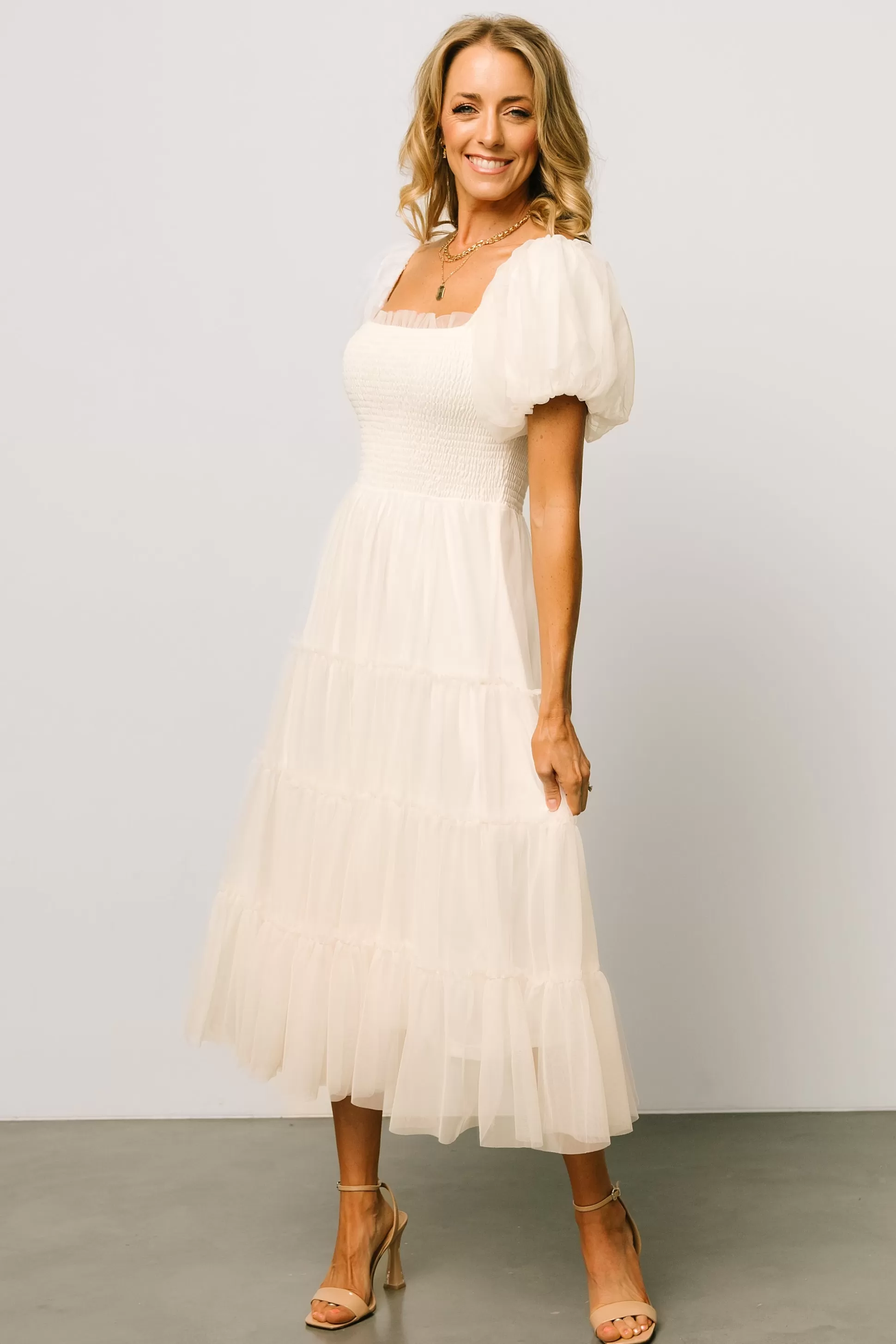 tulle styles | Baltic Born Liv Tulle Midi Dress | Cream