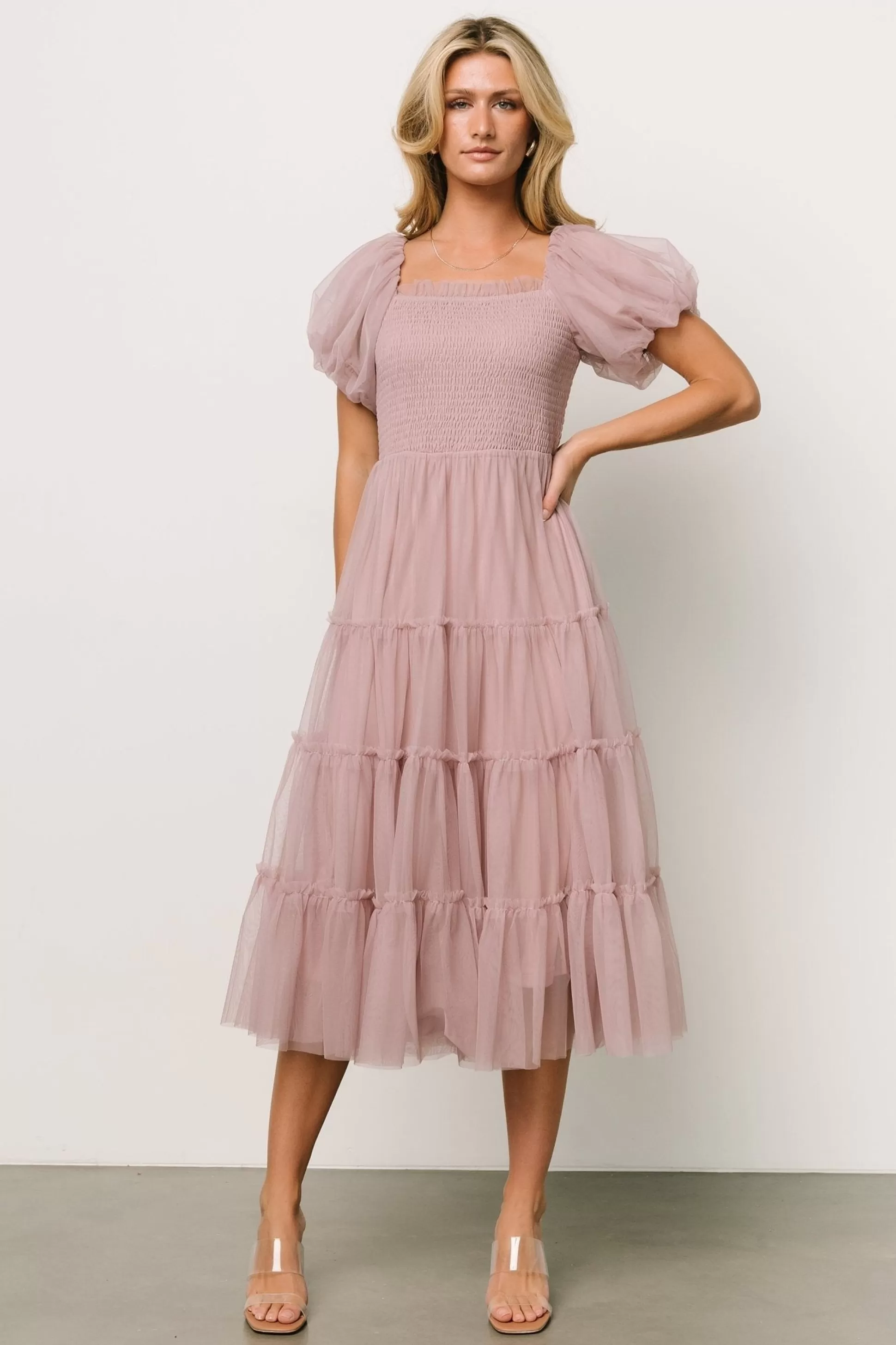 tulle styles | Baltic Born Liv Tulle Midi Dress | Dusty Lilac