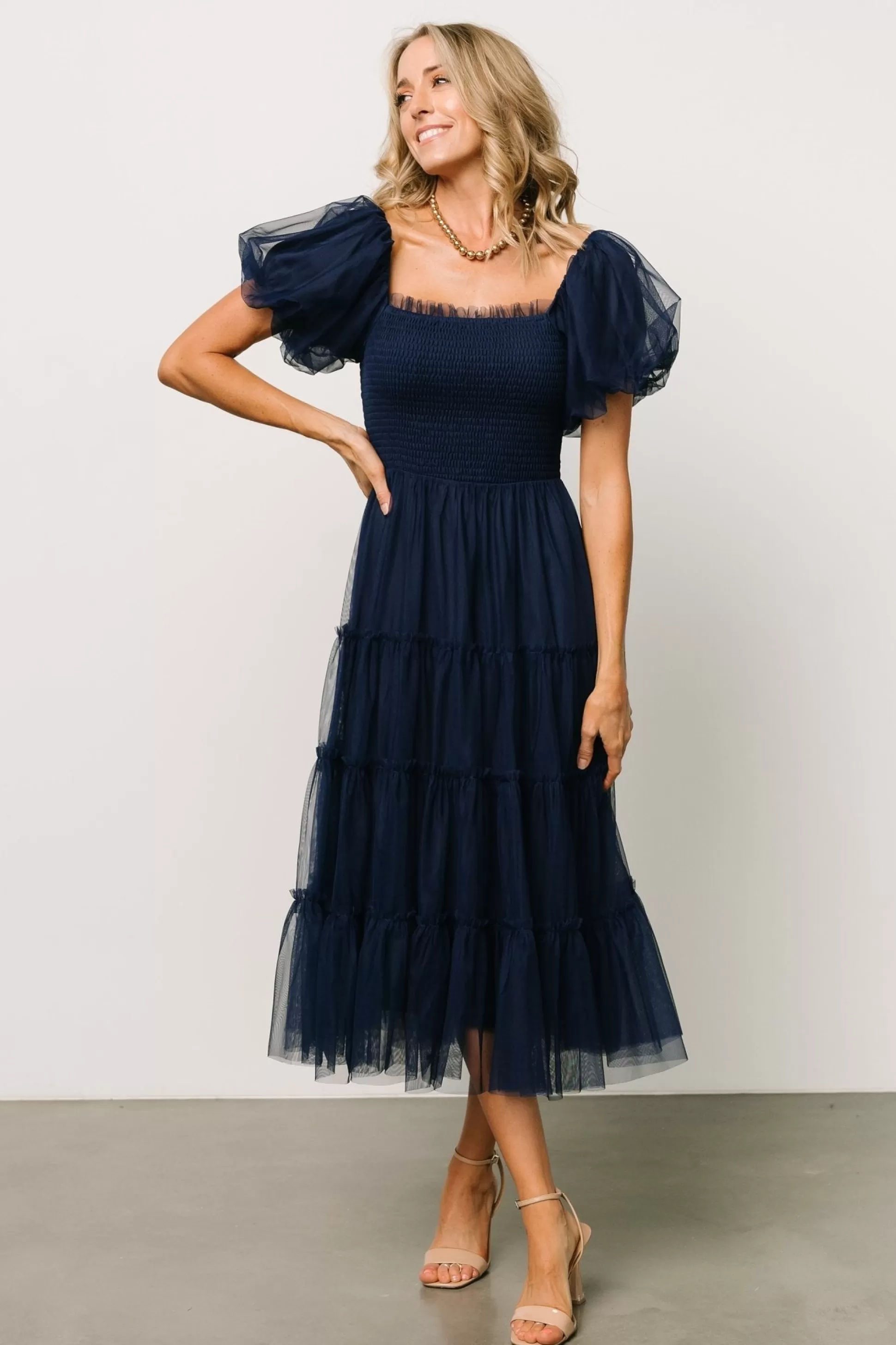 tulle styles | Baltic Born Liv Tulle Midi Dress | Navy