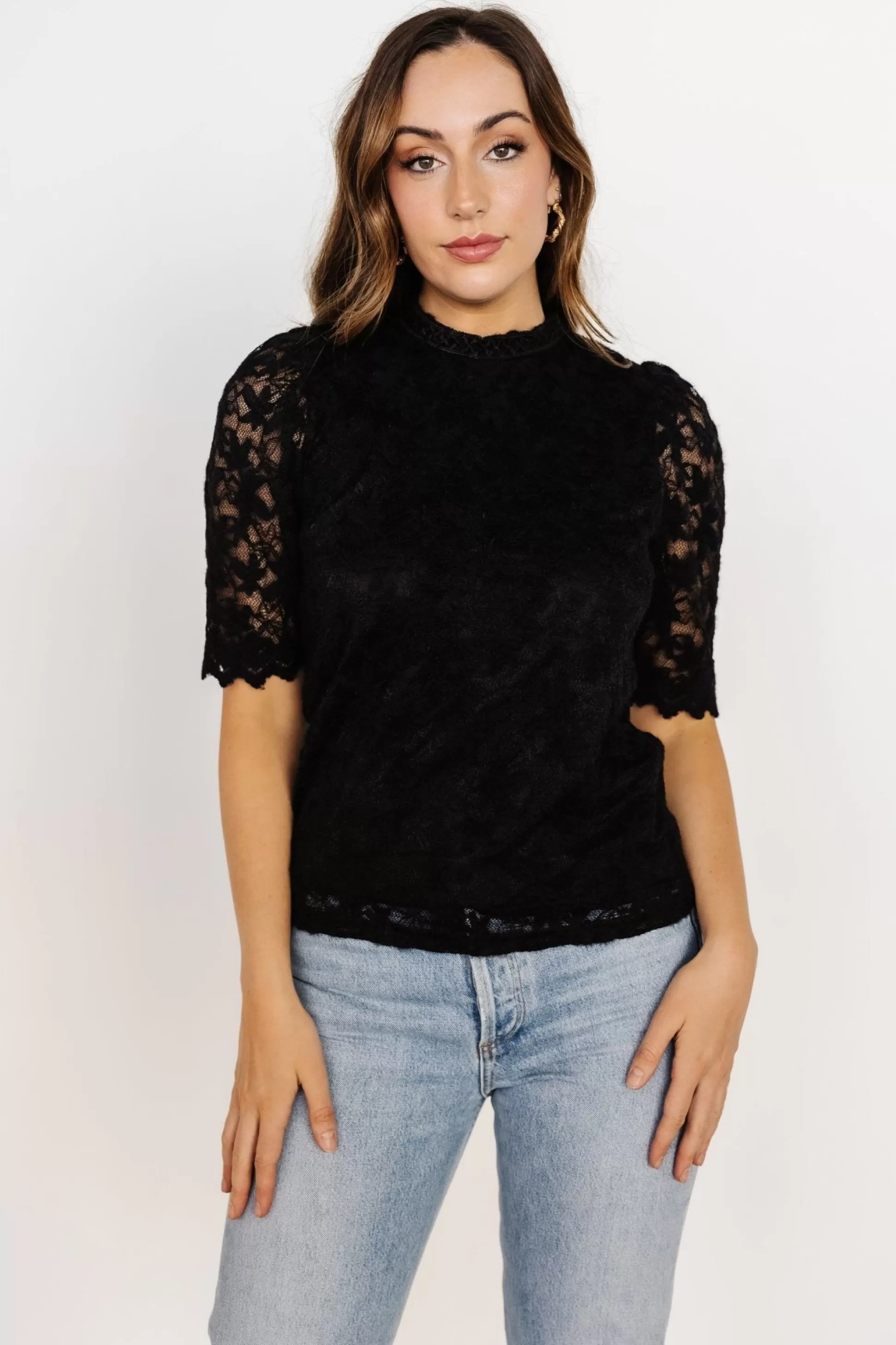 blouses + shirts | Baltic Born Lottie Lace Top | Black