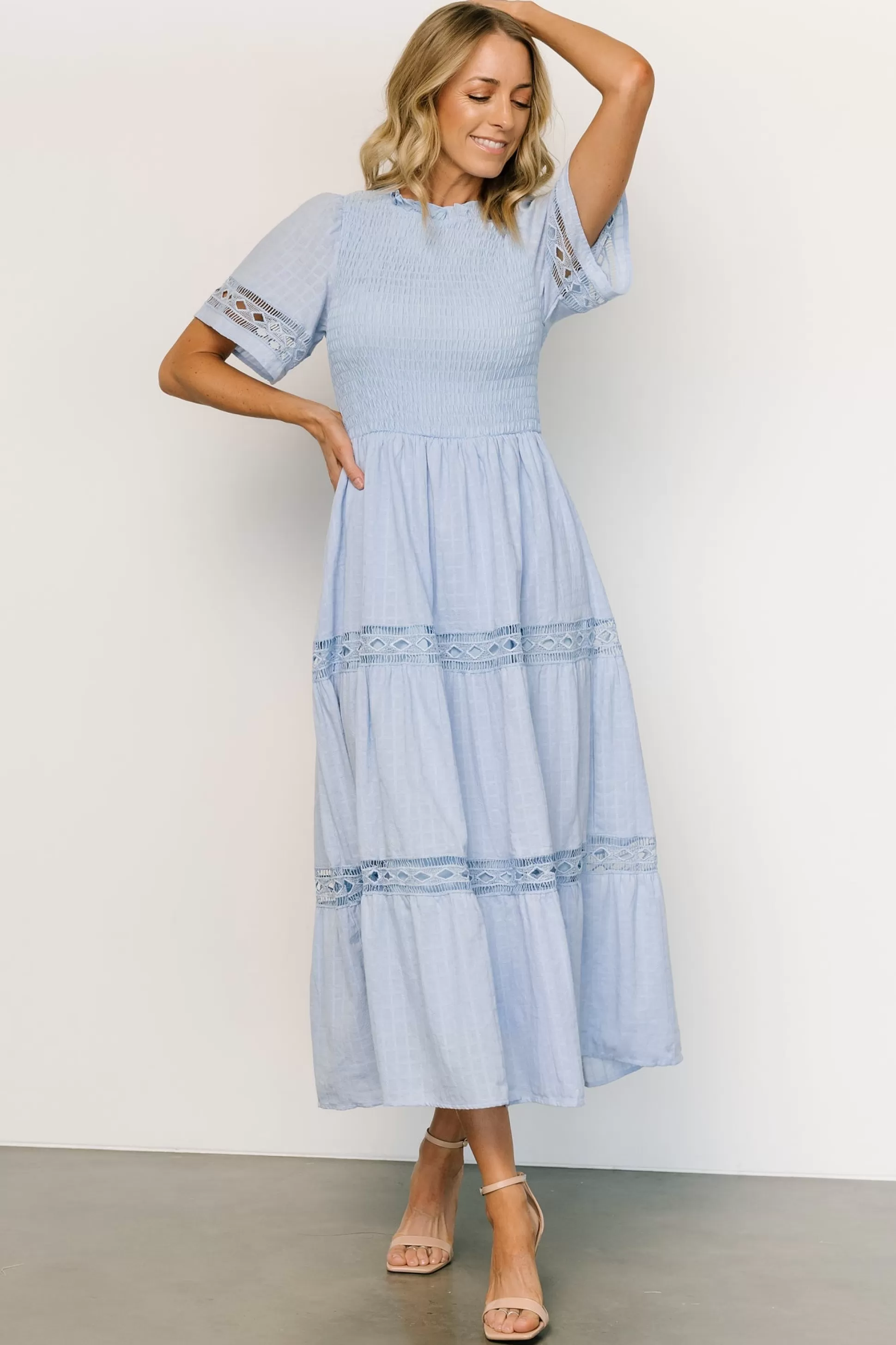 maxi dresses | WINTER ESSENTIALS | Baltic Born Loveland Geo Lace Maxi Dress | Light Blue