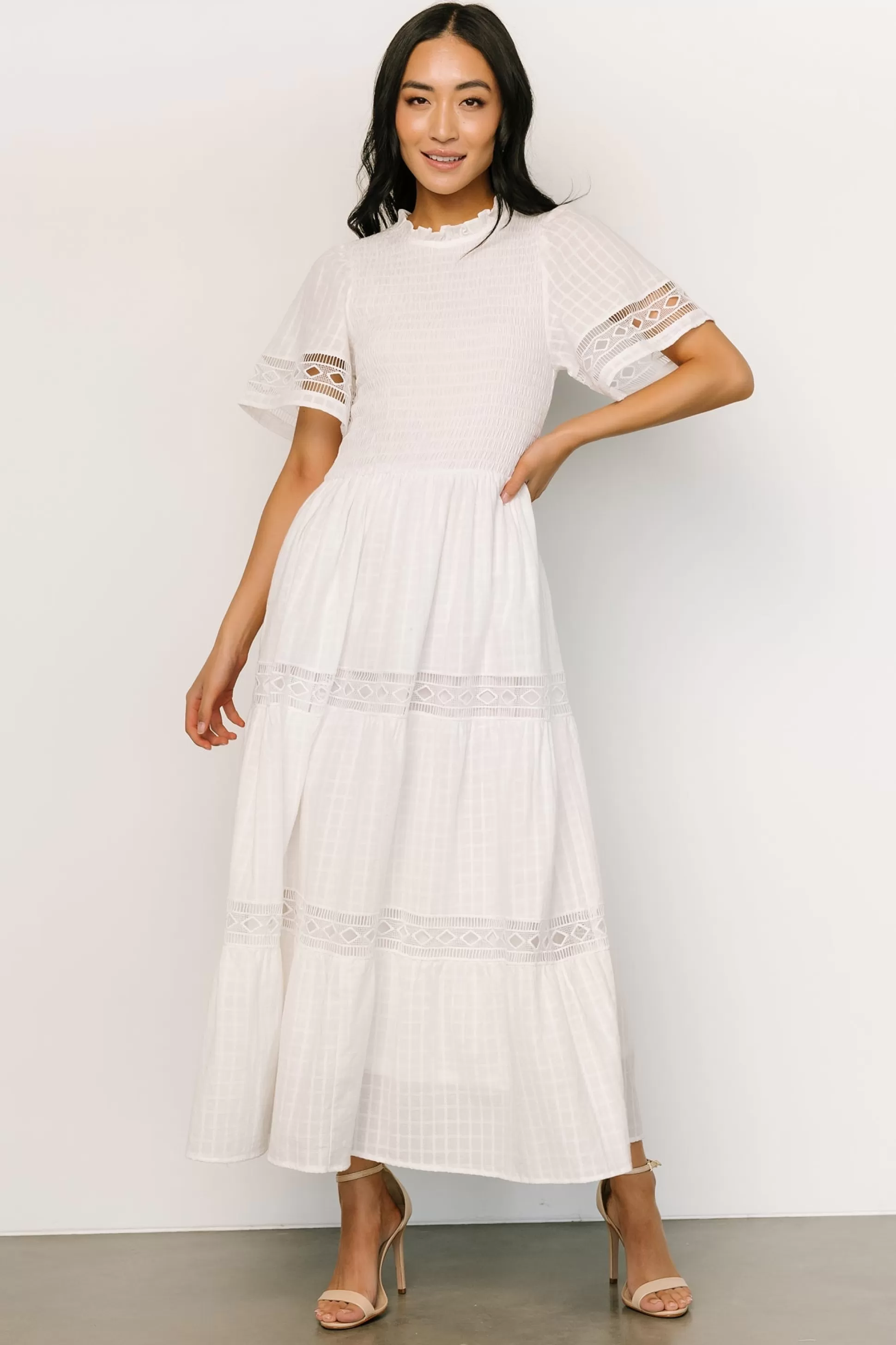 maxi dresses | WINTER ESSENTIALS | Baltic Born Loveland Geo Lace Maxi Dress | Off White