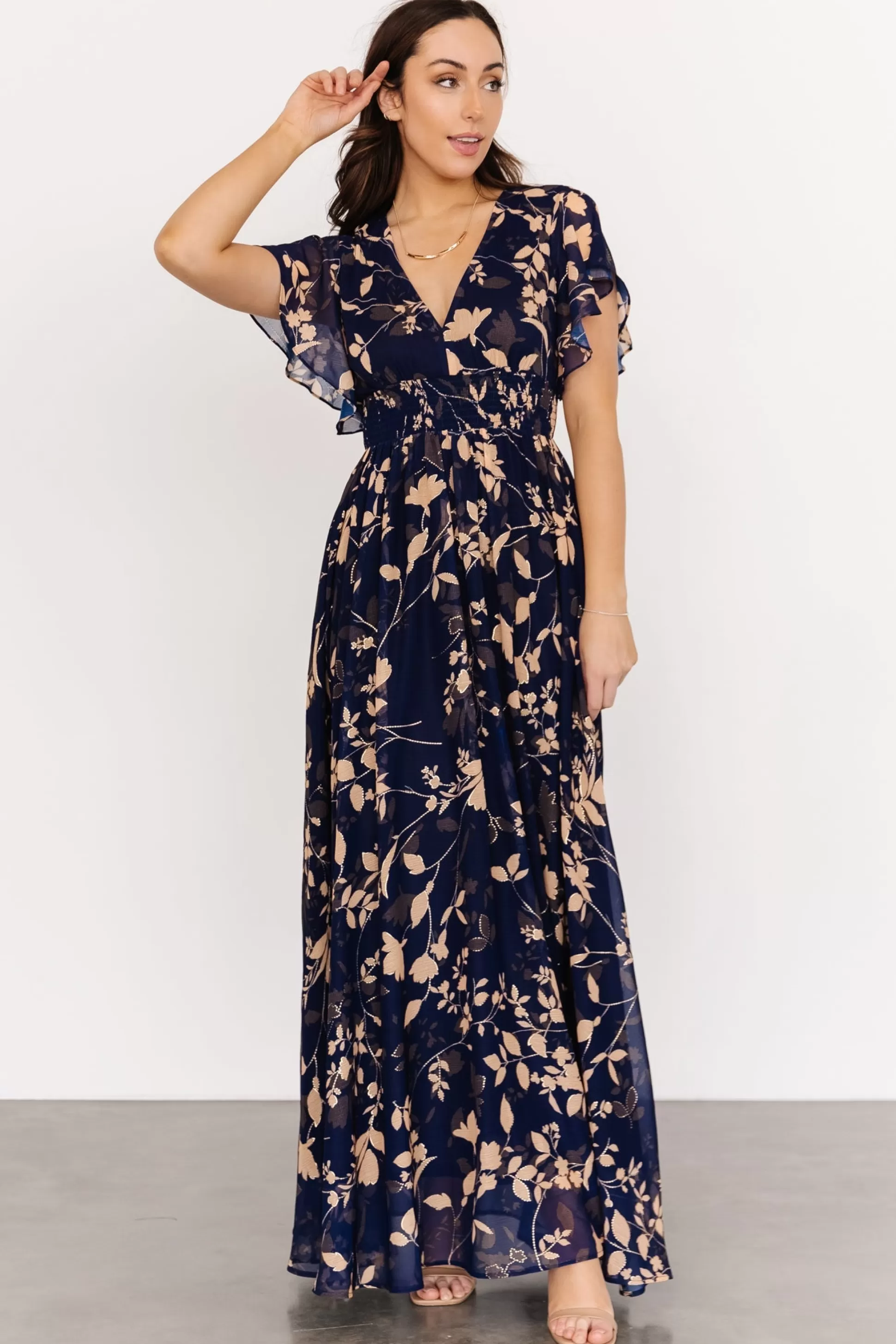 WEDDING SUITE | wedding guest | Baltic Born Lynlee Metallic Maxi Dress | Navy