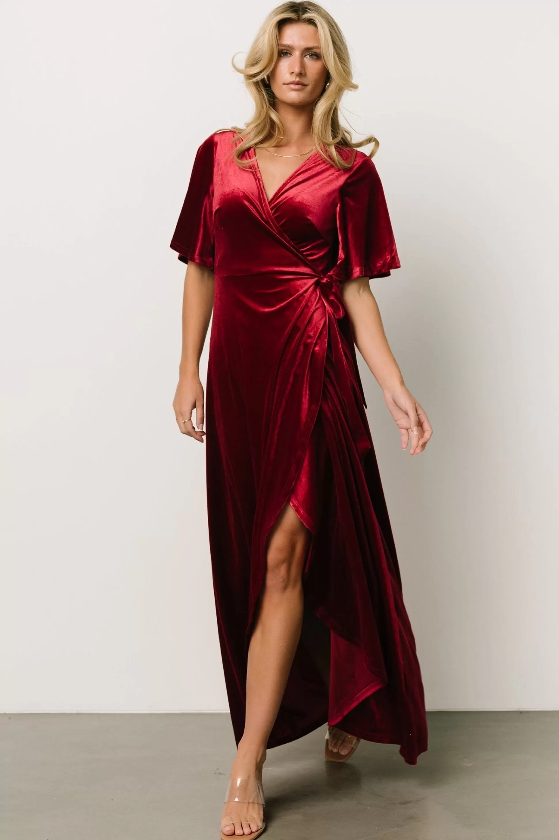 SALE | Baltic Born Maella Velvet Wrap Dress | Wine