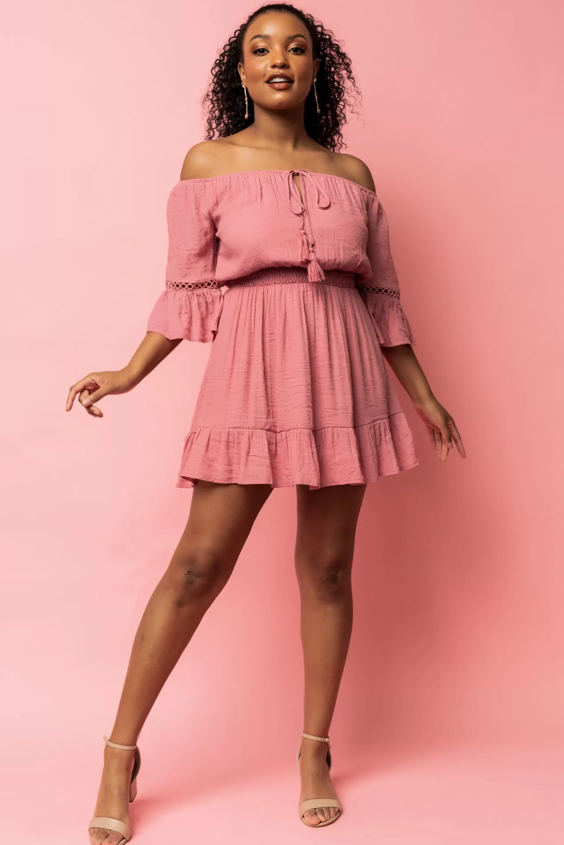 cover up | Baltic Born Magnolia Off Shoulder Mini Dress | Rose