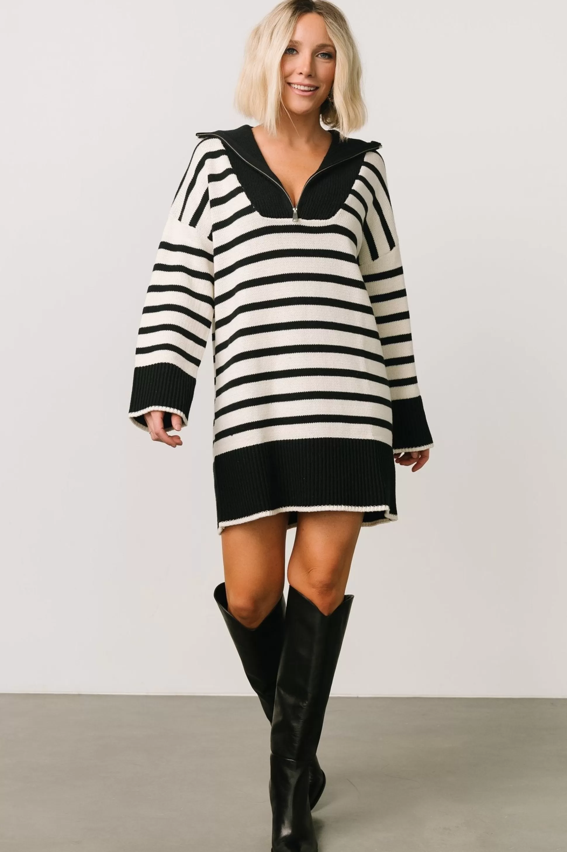 DRESSES | short dresses | Baltic Born Manon Sweater Dress | Black Stripe