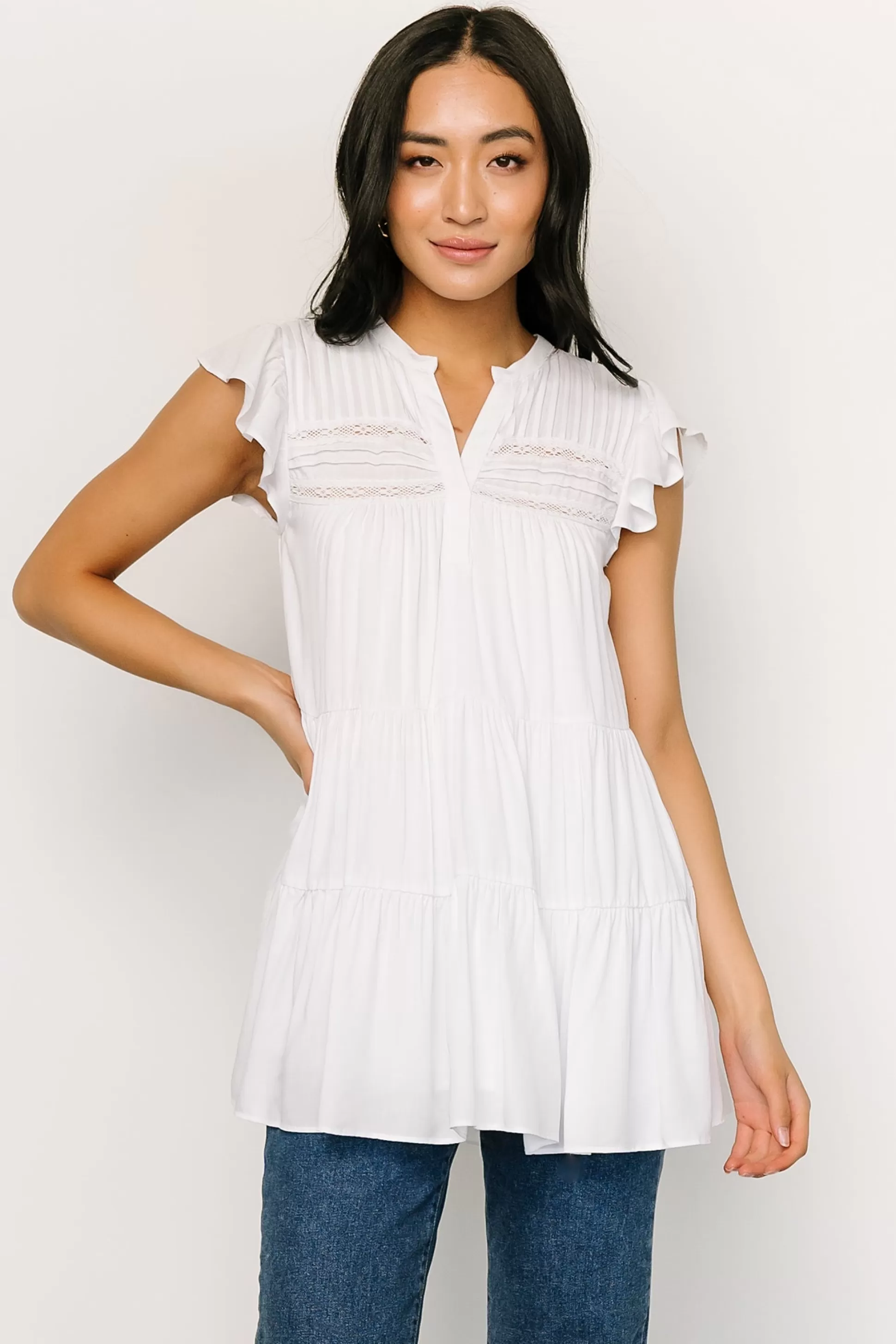 blouses + shirts | Baltic Born Margaret Tiered Top | White