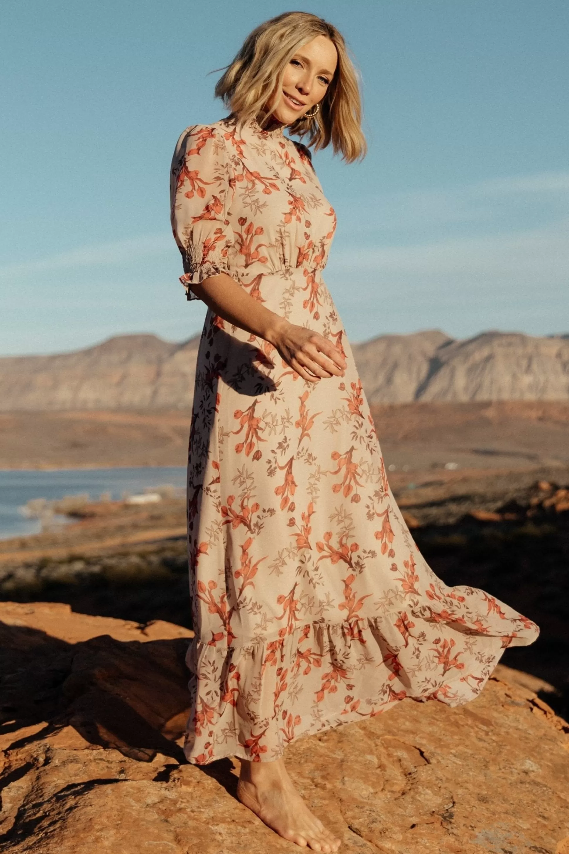 WEDDING SUITE | wedding guest | Baltic Born Marie Mock Neck Maxi Dress | Blush Floral