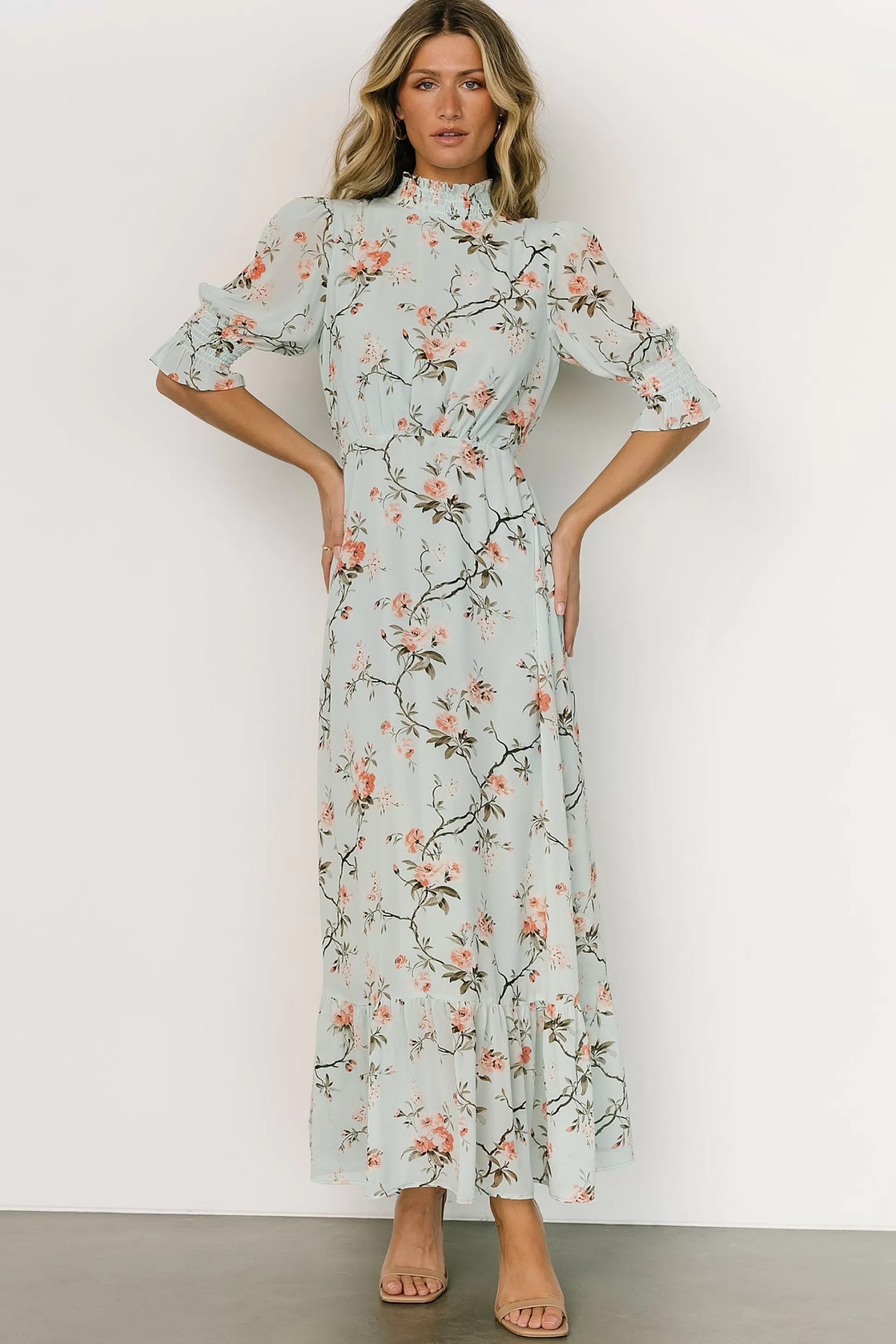 WEDDING SUITE | wedding guest | Baltic Born Marie Mock Neck Maxi Dress | Sage Floral