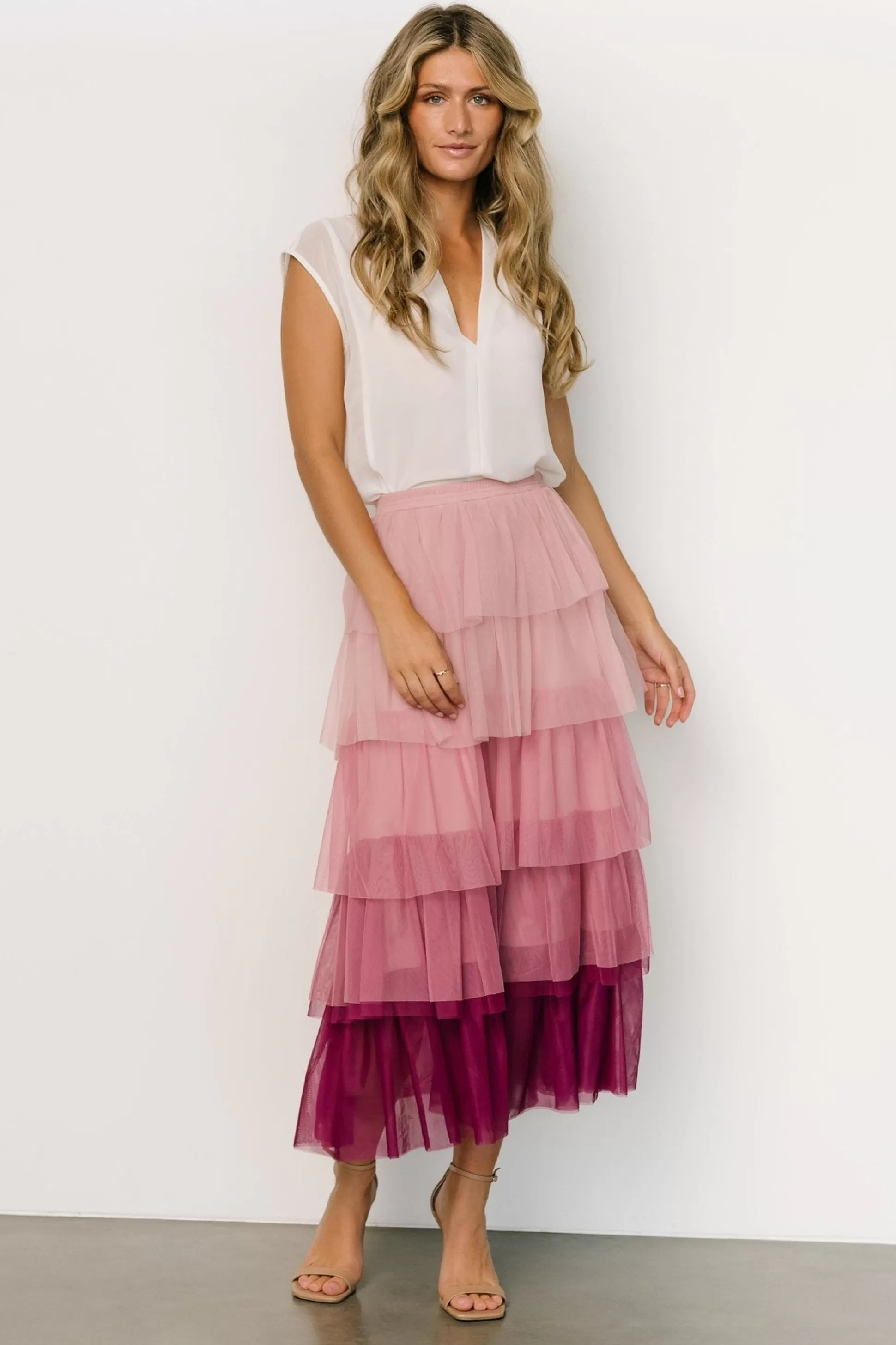 skirts | Baltic Born Marlene Tulle Ruffle Skirt | Mauve + Berry