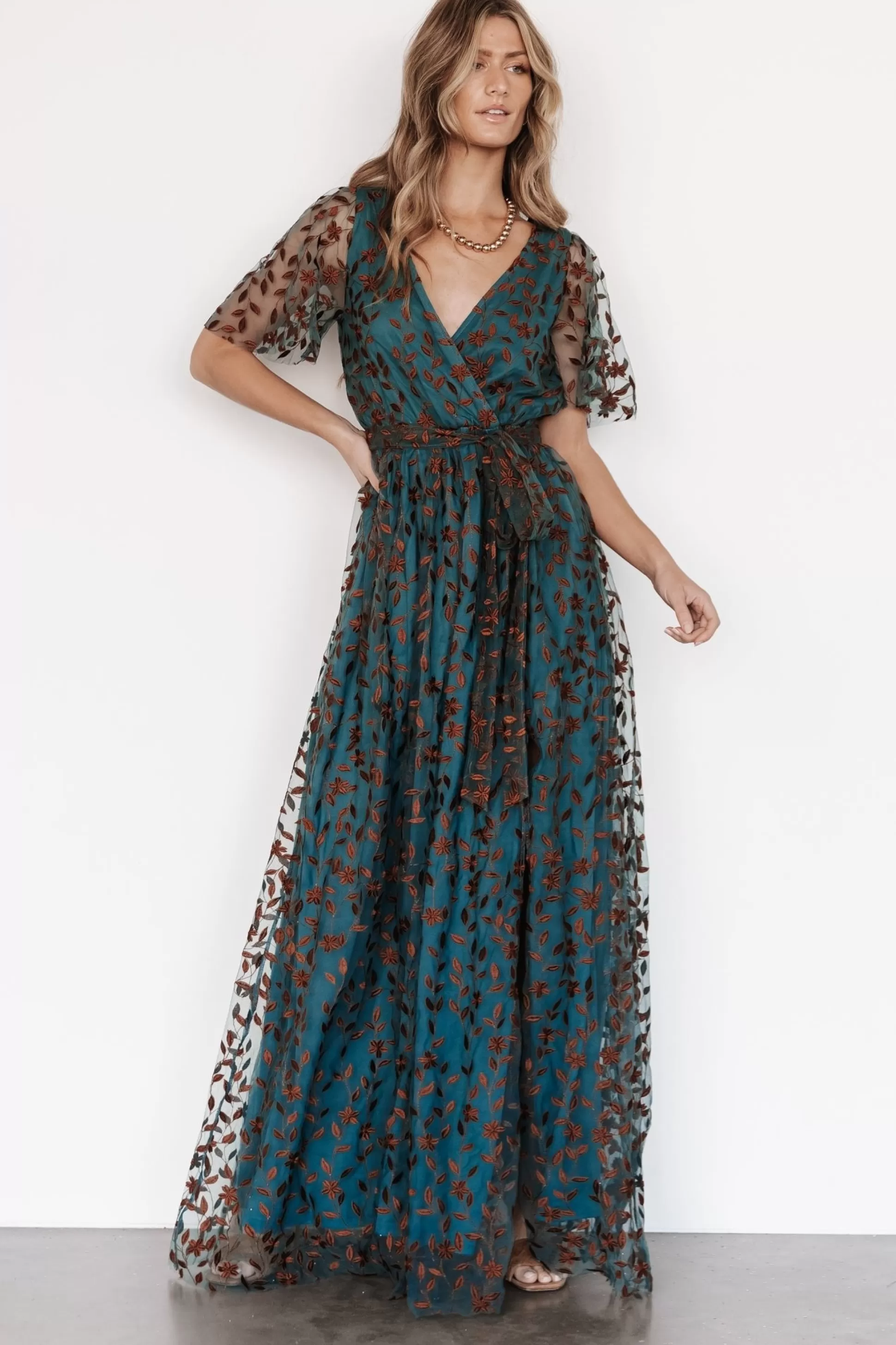 SALE | Baltic Born Marseille Embossed Maxi Dress | Jade + Bronze