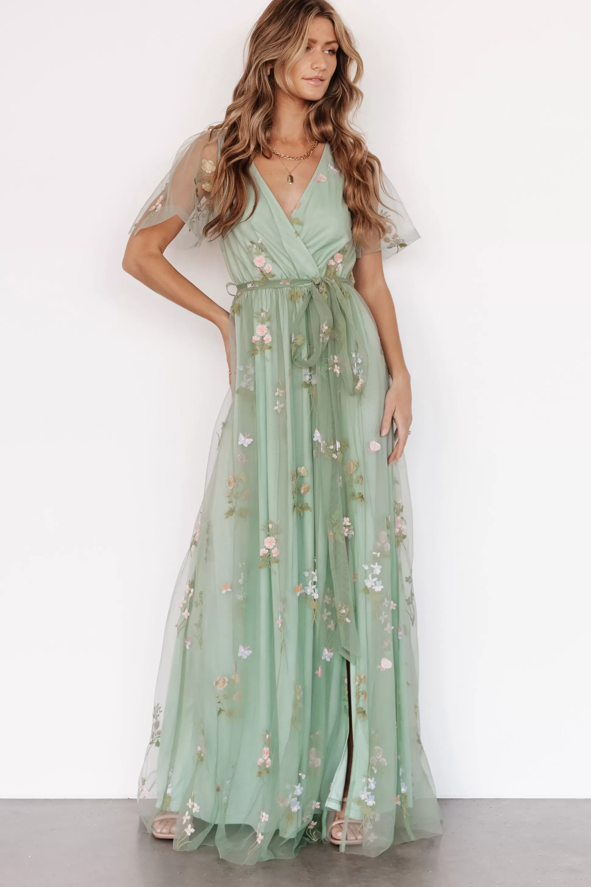 SALE | Baltic Born Marseille Embossed Maxi Dress | Sage Floral