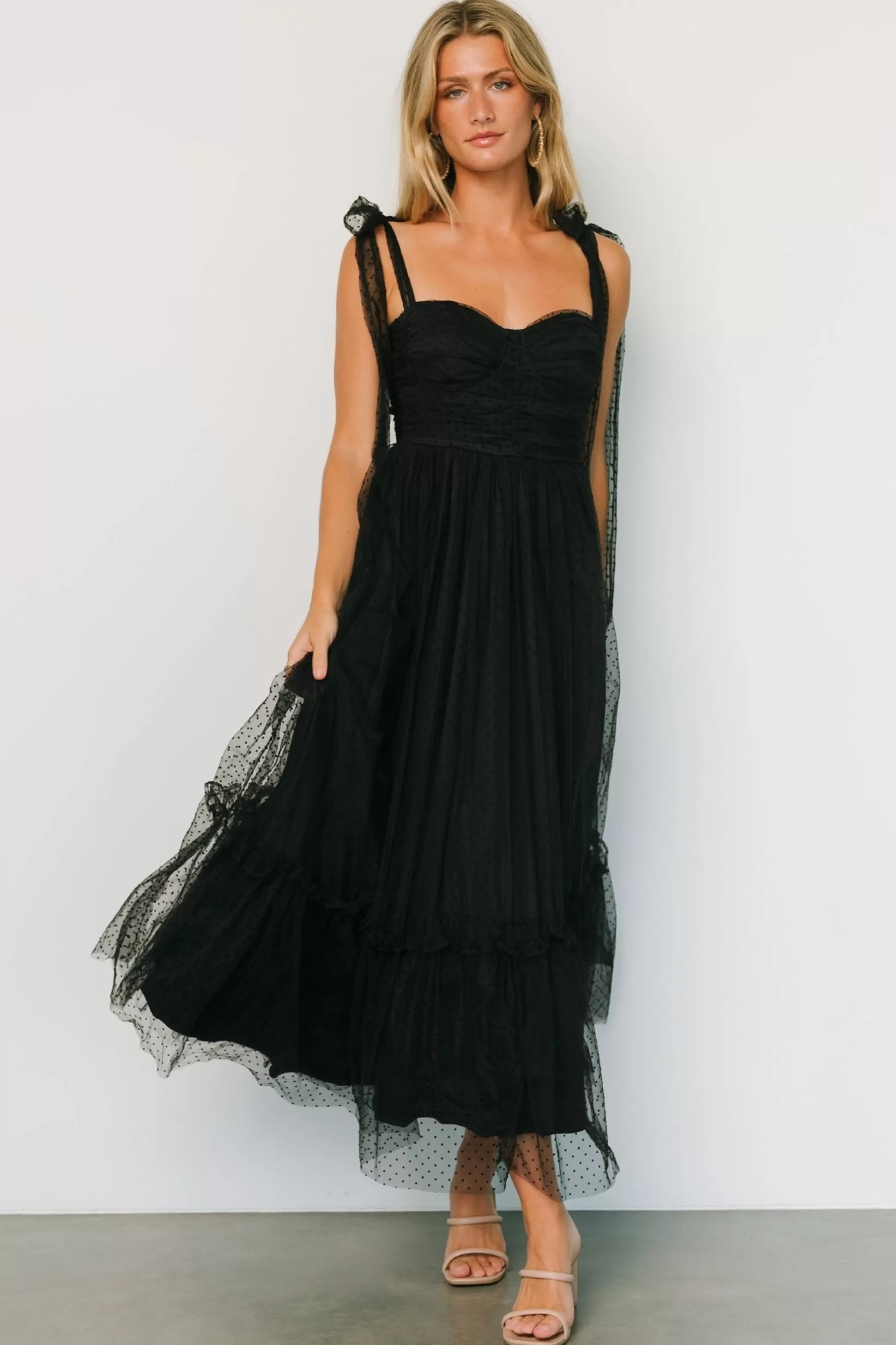 tulle styles | Baltic Born Mavani Swiss Dot Tulle Maxi Dress | Black