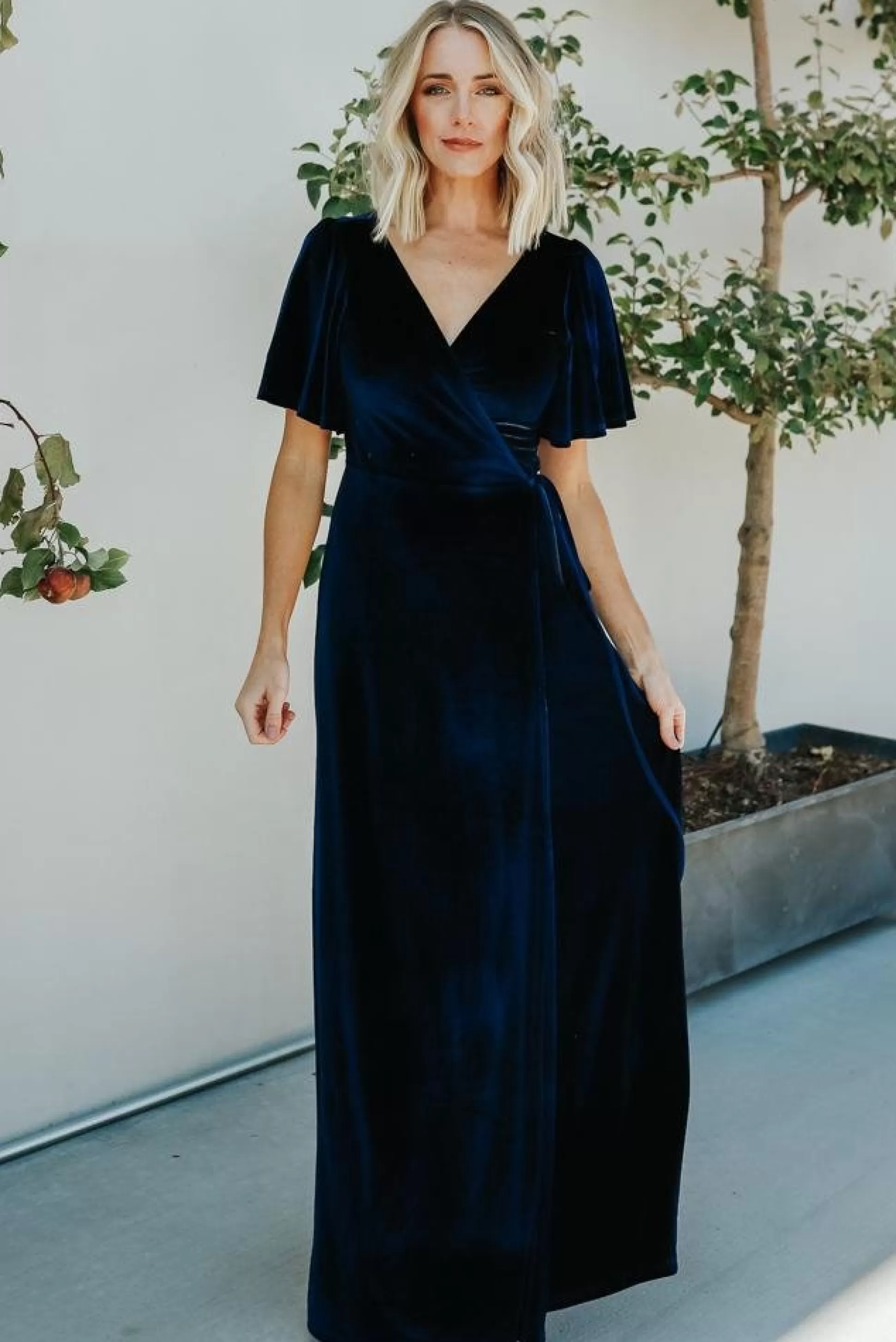 maxi dresses | WEDDING SUITE | Baltic Born Meghan Velvet Wrap Maxi Dress | Navy