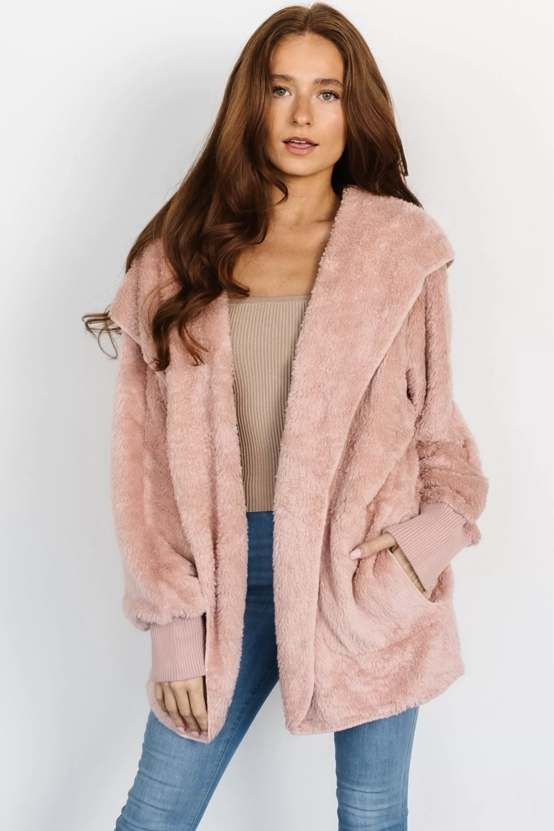 outerwear | Baltic Born Melrose Teddy Jacket | Blush