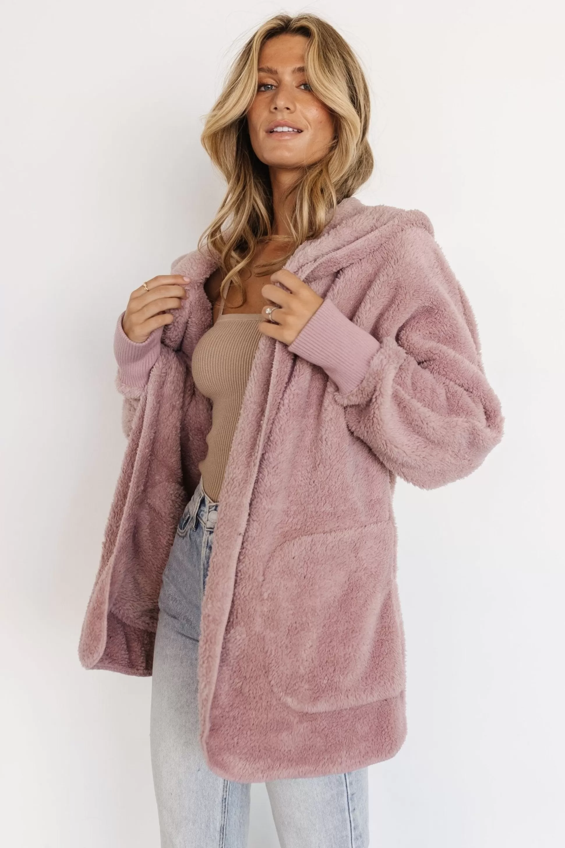 outerwear | Baltic Born Melrose Teddy Jacket | Dusty Lilac