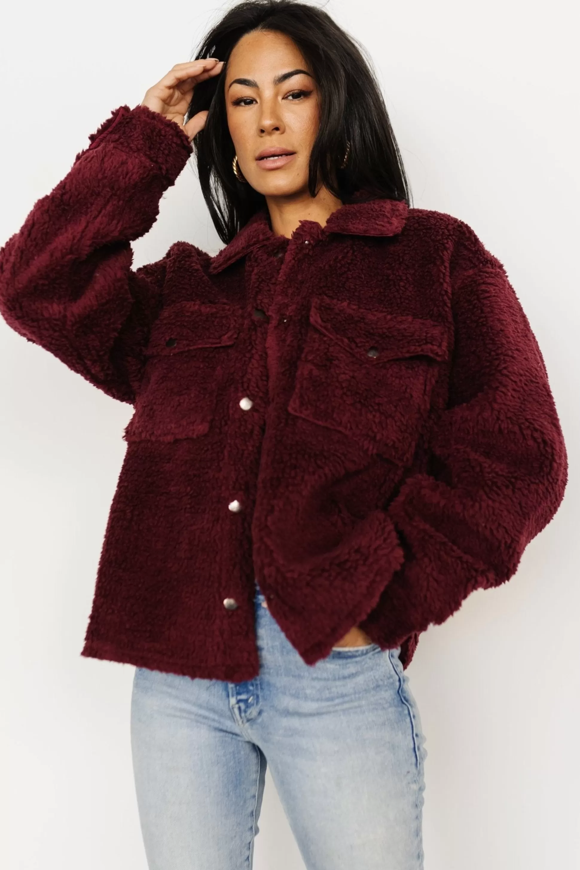 outerwear | Baltic Born Midtown Sherpa Jacket | Burgundy