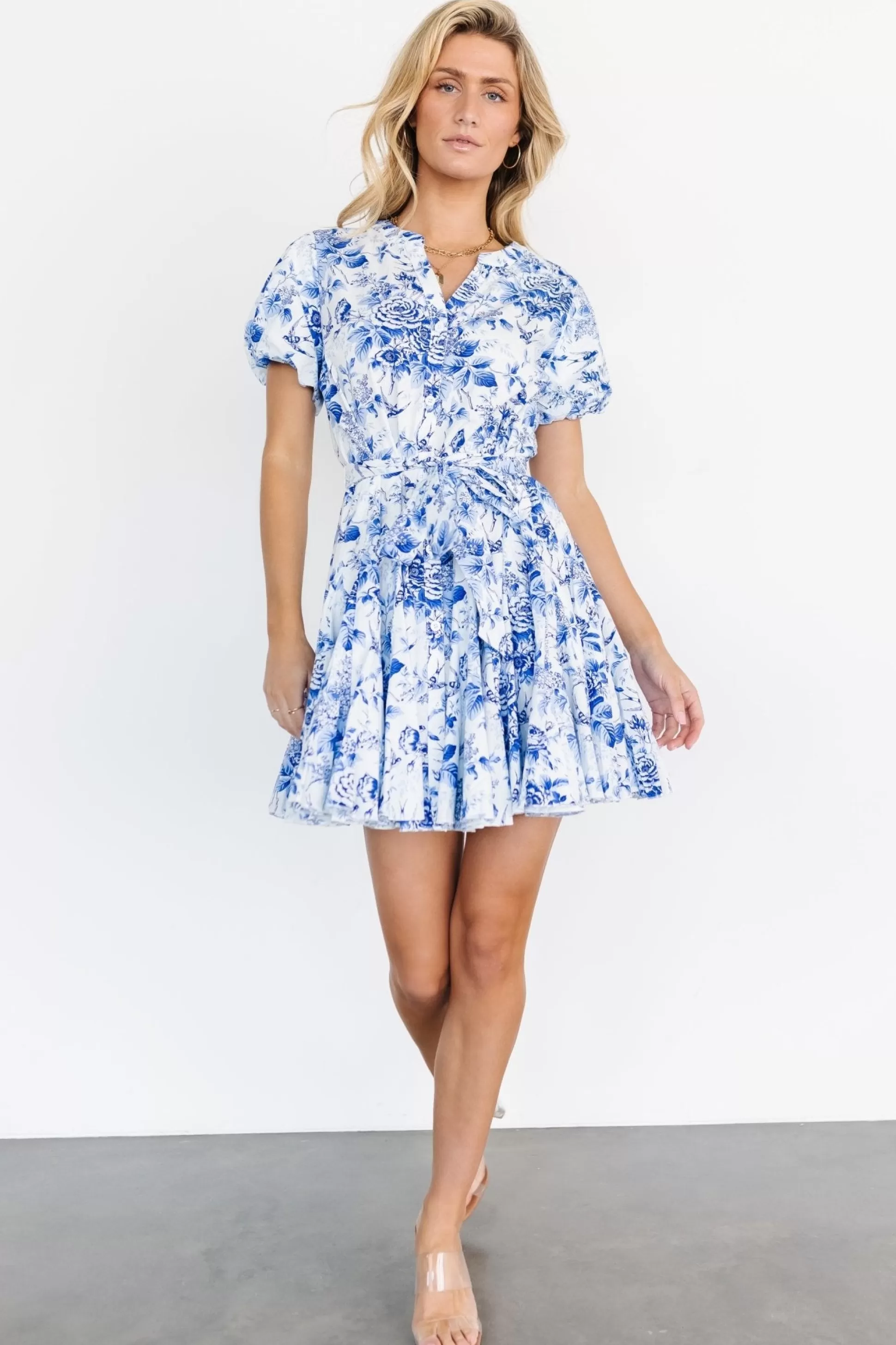 short dresses | Baltic Born Mikki Mini Dress | White + Blue