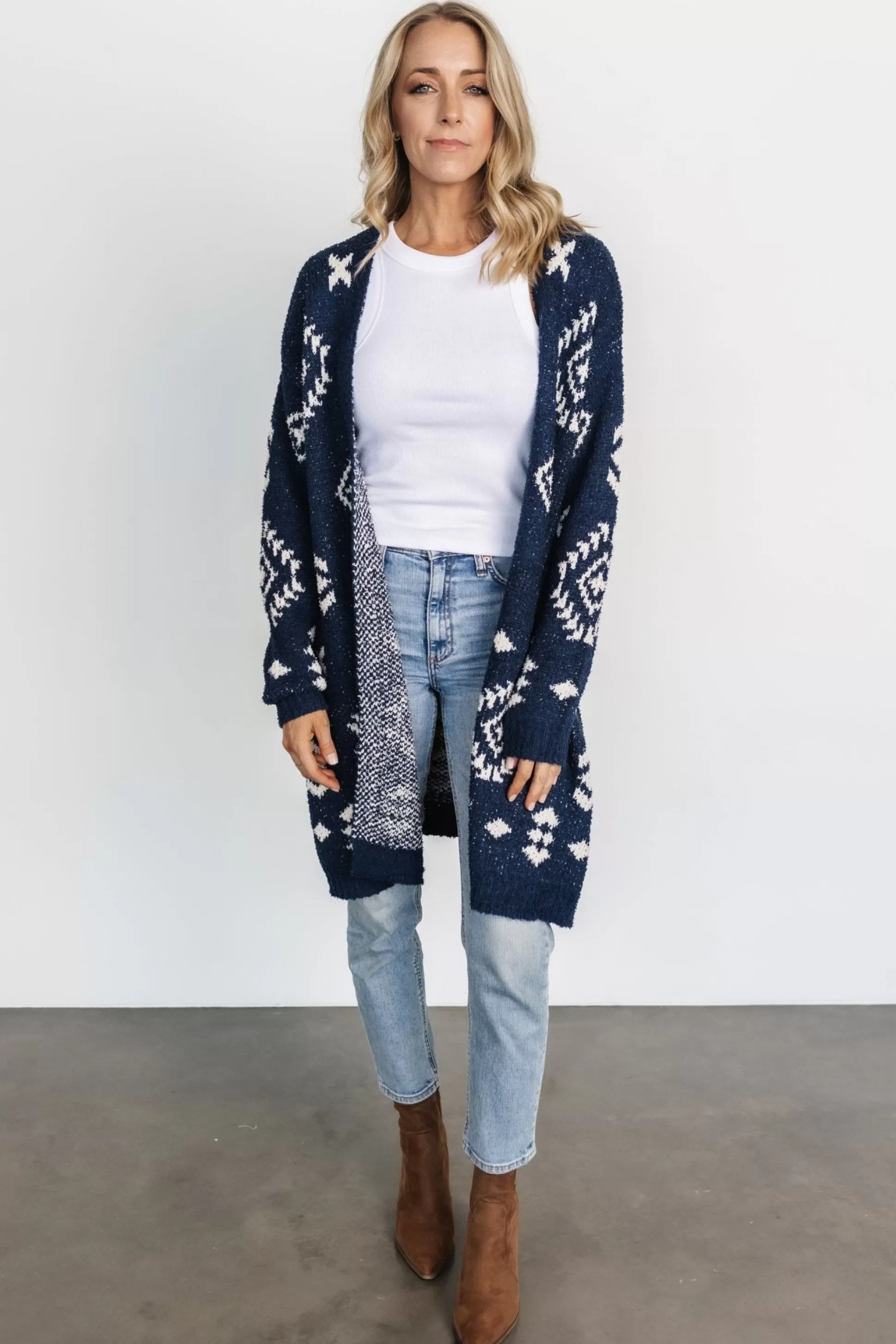 sweaters | cardigans | Baltic Born Missoula Oversized Cardigan | Navy + Ivory