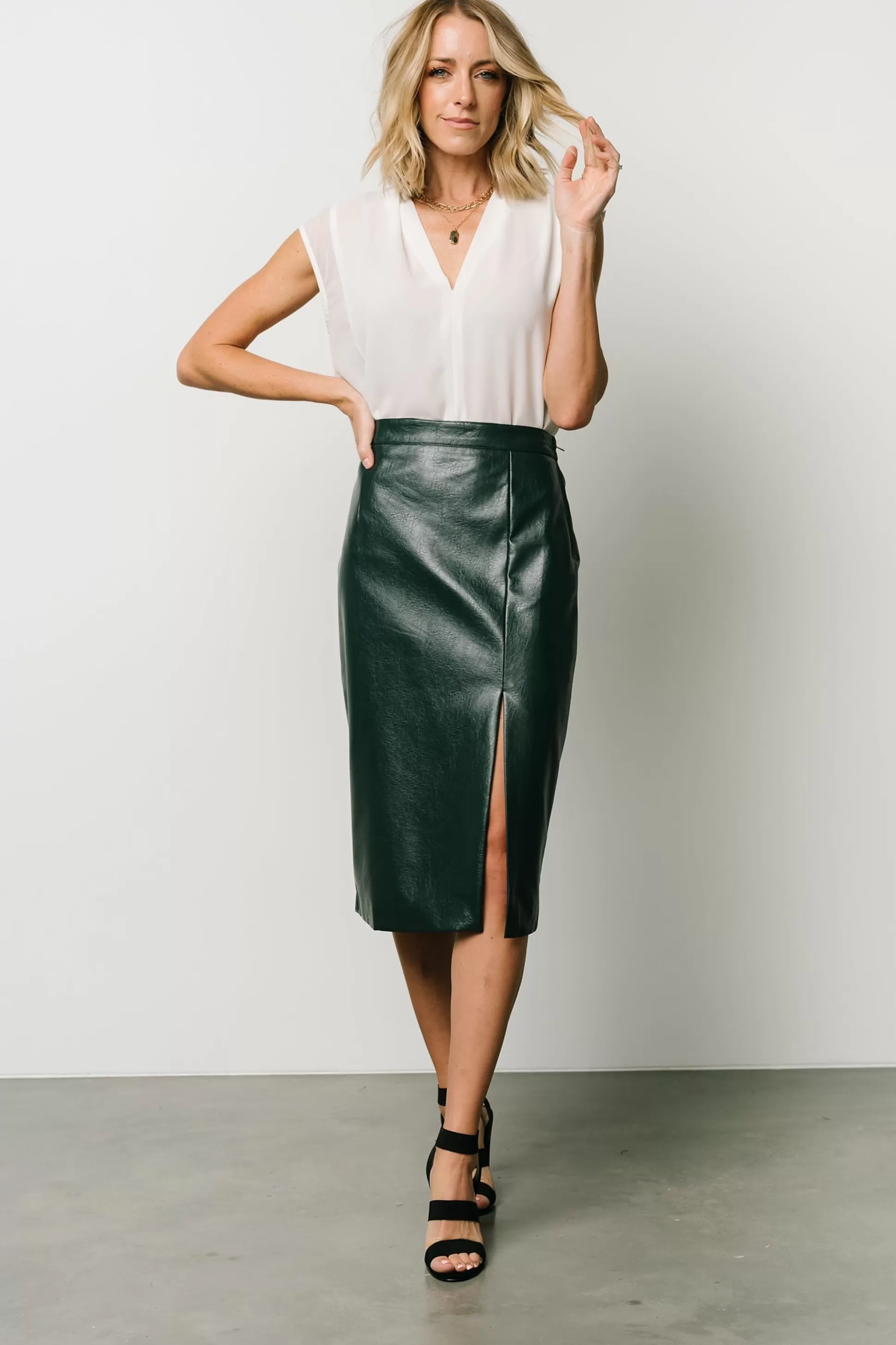 skirts | Baltic Born Montague Vegan Leather Skirt | Pine