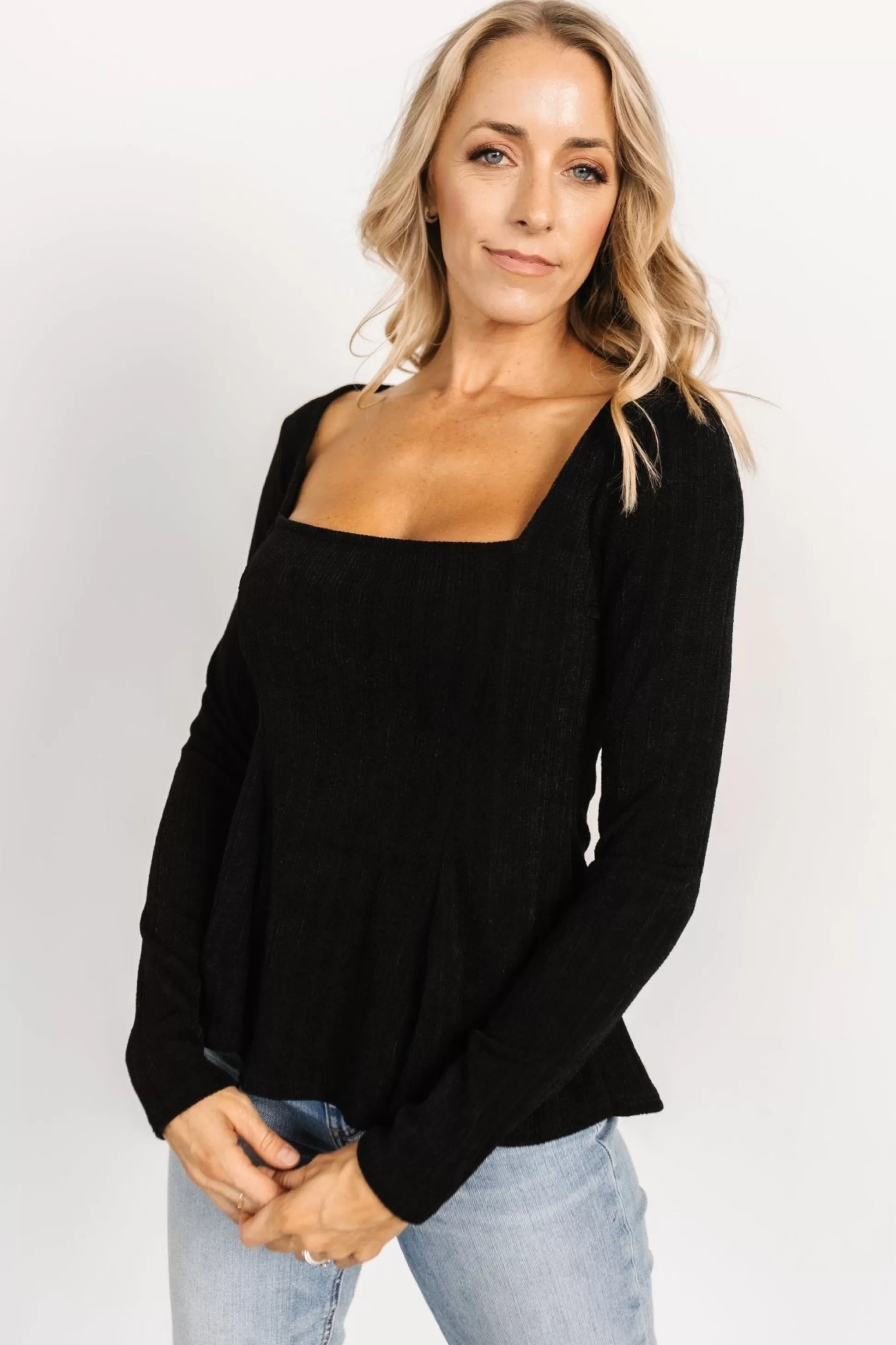 blouses + shirts | Baltic Born Murphy Square Neck Top | Black