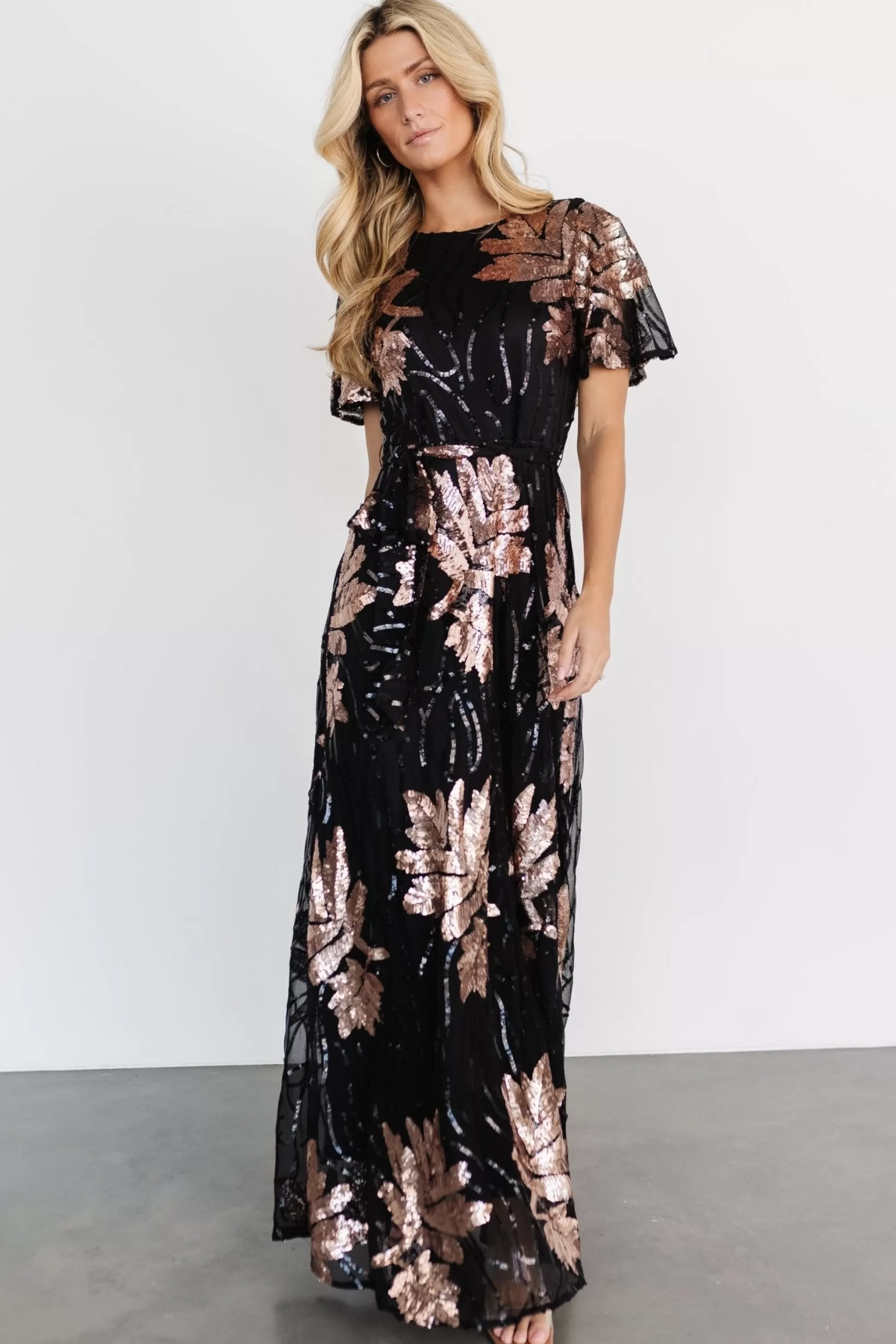 COMING SOON | Baltic Born Muse Sequin Maxi Dress | Black + Rose