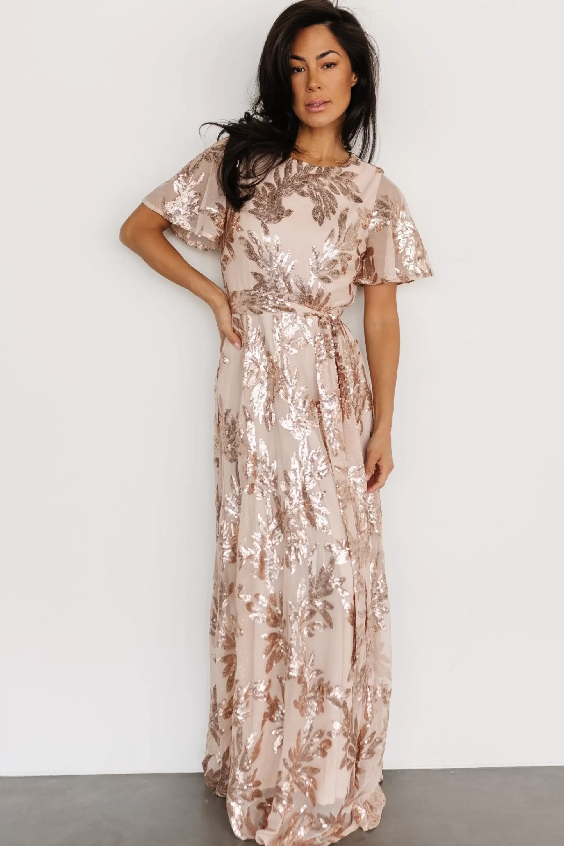 COMING SOON | Baltic Born Muse Sequin Maxi Dress | Rose Gold