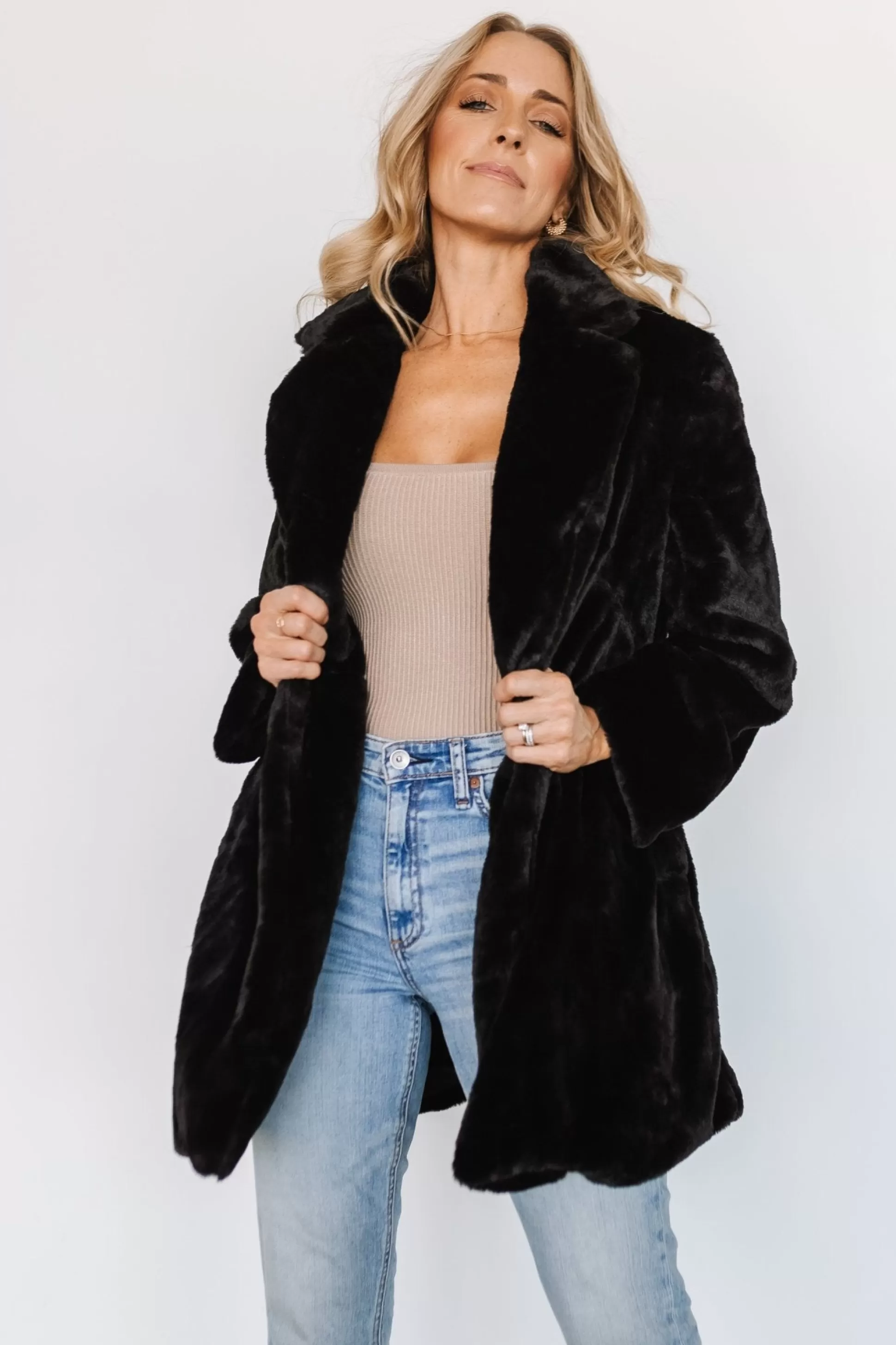 outerwear | Baltic Born Narla Faux Fur Coat | Black