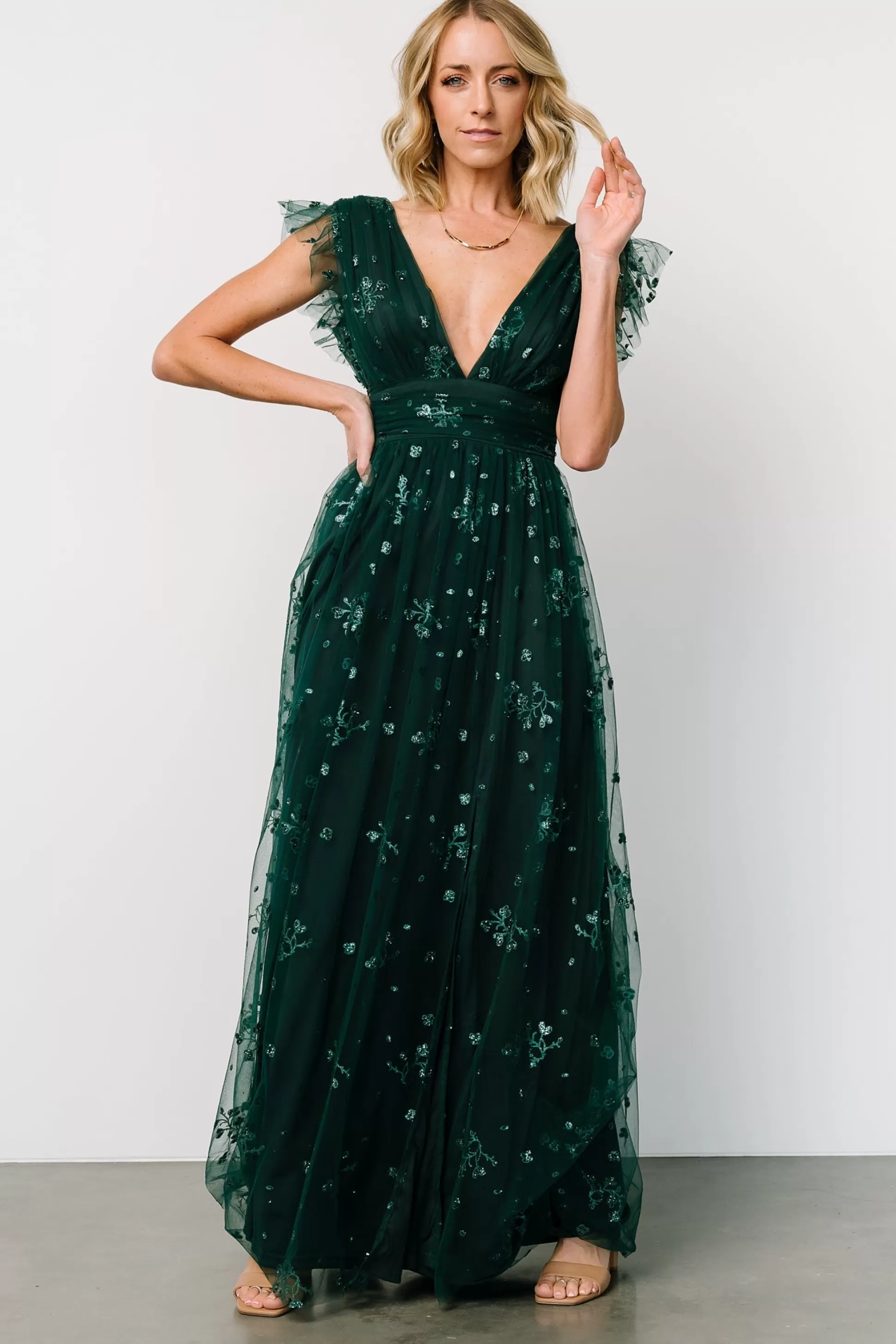 tulle styles | Baltic Born Natalia Floral Embellished Maxi Dress | Emerald