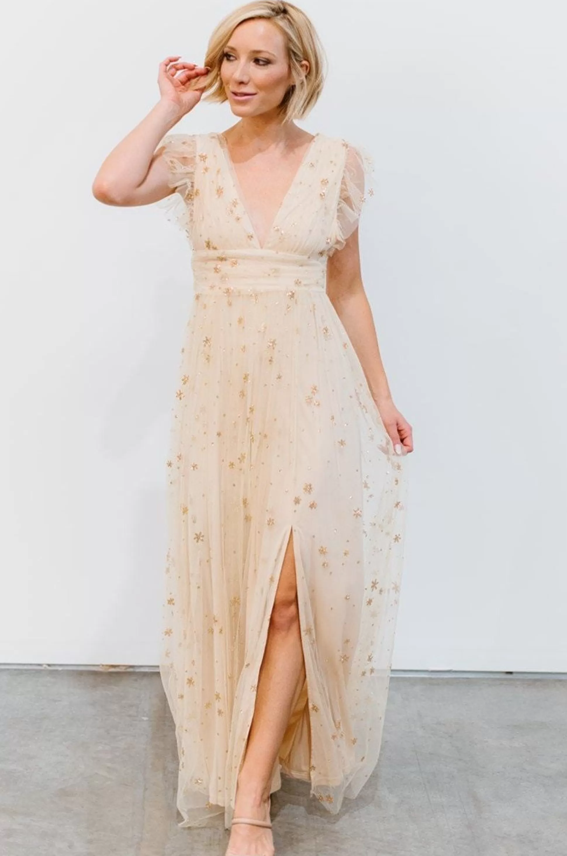 tulle styles | Baltic Born Nova Shimmer Maxi Dress | Gold