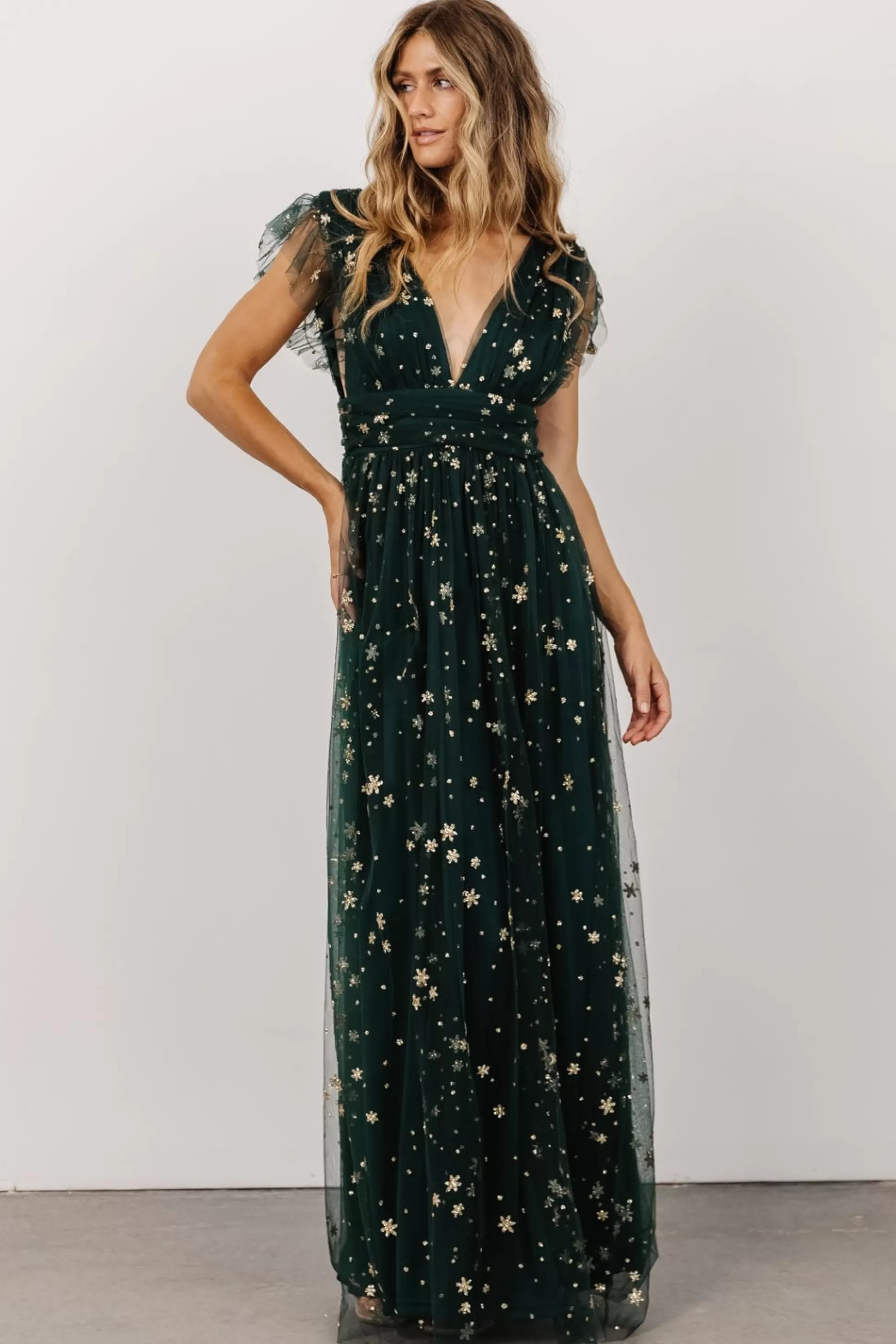 tulle styles | Baltic Born Nova Shimmer Maxi Dress | Green + Gold