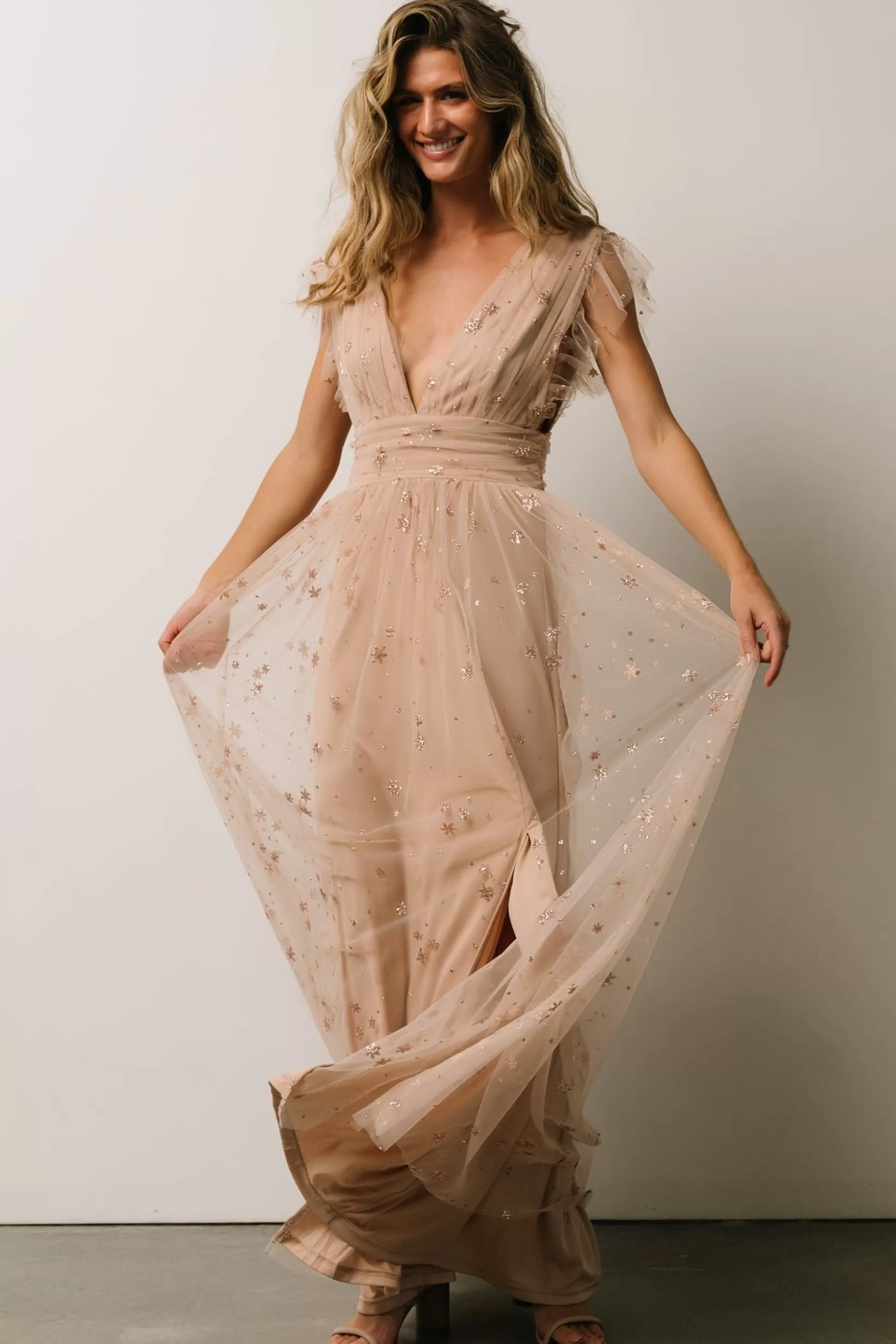 tulle styles | Baltic Born Nova Shimmer Maxi Dress | Natural + Blush